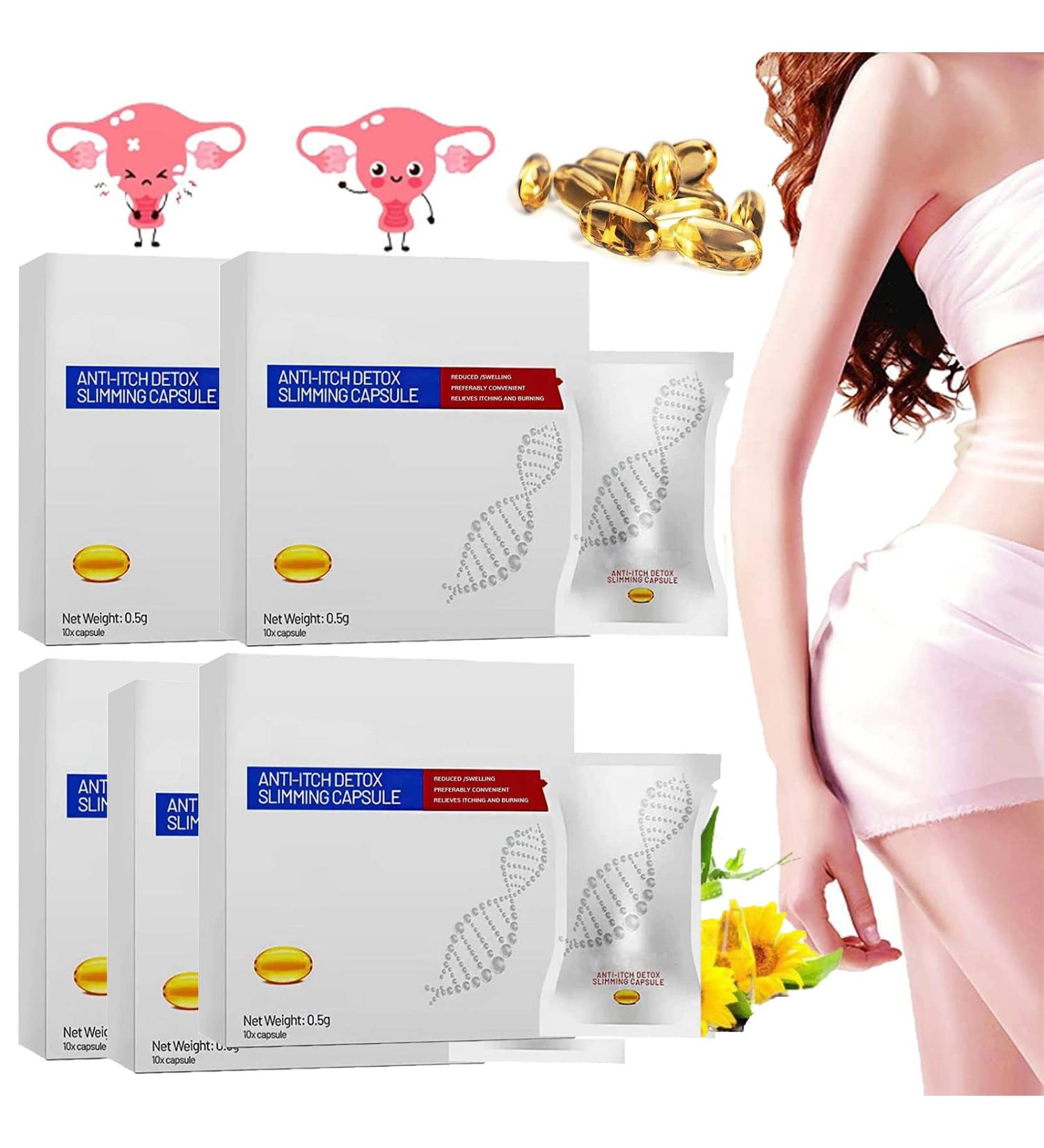Soothe&Slim Anti-Itch Detox Slimming Capsules - Anniecare Instant Slimming & Firming, Natural & Pink, Anti-Odor, 5 Box Pack - Buy Online on GoSupps.com