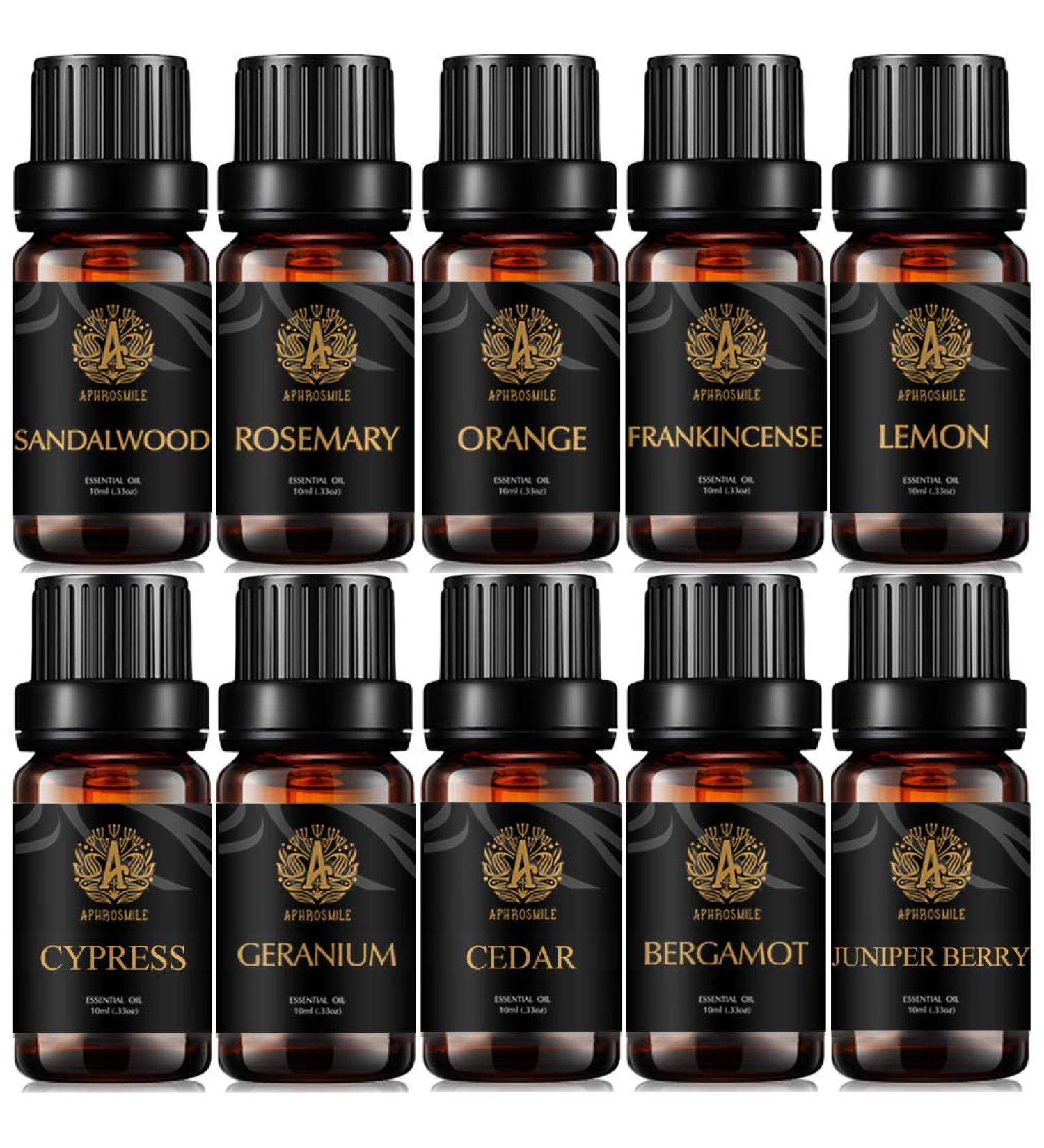 Aromatherapy Lemon Essential Oil Set for Diffuser 100% Pure Orange Oils Set for Humidifier 10x10ml 100% Pure Cypress Essential Oils Set for Air Freshener-Juniper Berry Cedar Geranium Rosemary Oils - Buy Online on GoSupps.com