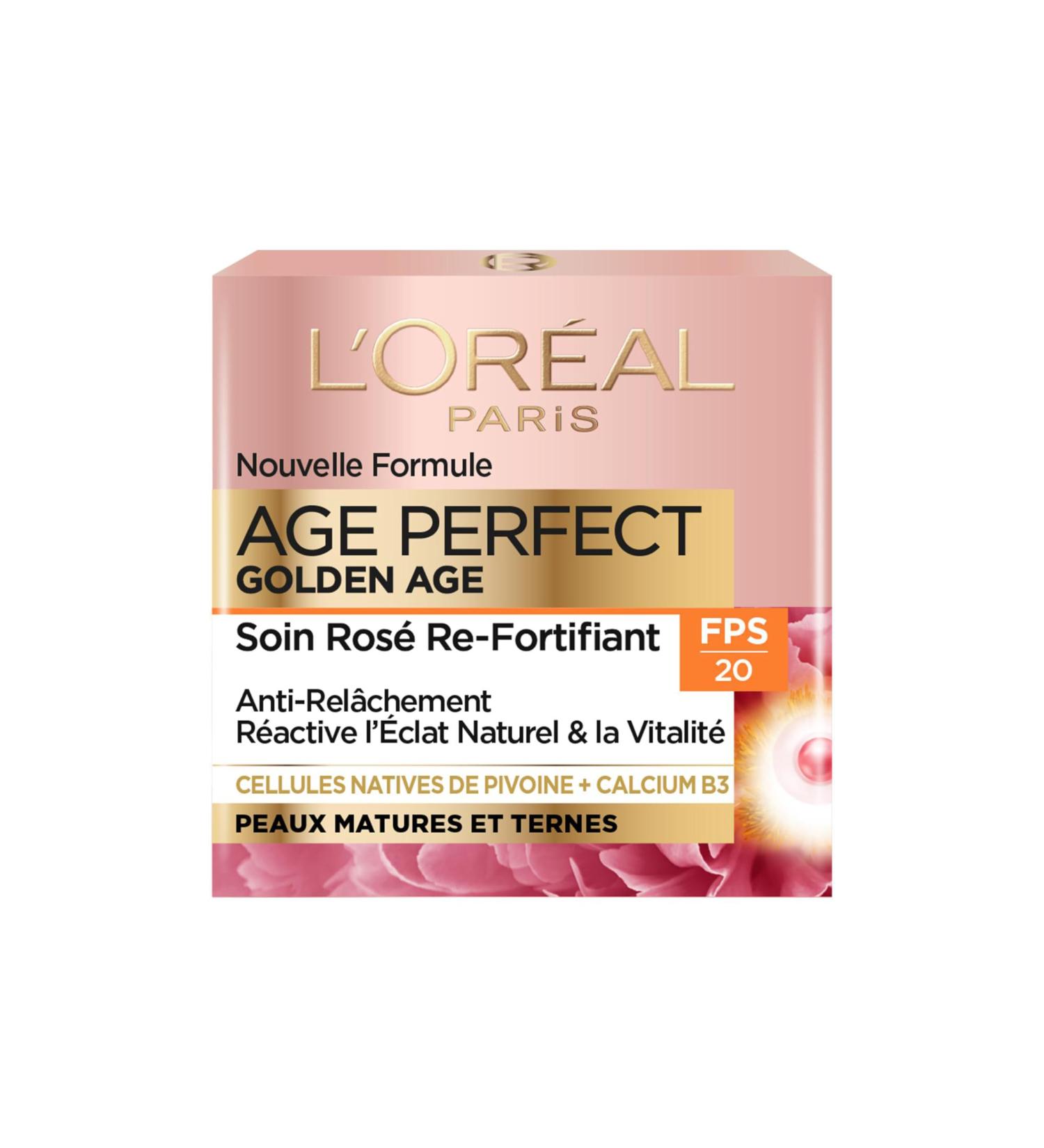 L Or al Paris Age Perfect Golden Age SPF 20 Ros Re-Fortifying Treatment Anti-Sagging & Radiance Day Cream Enriched with Native Peony Cells and Calcium/Vitamin B3 50 ml - Buy Online on GoSupps.com
