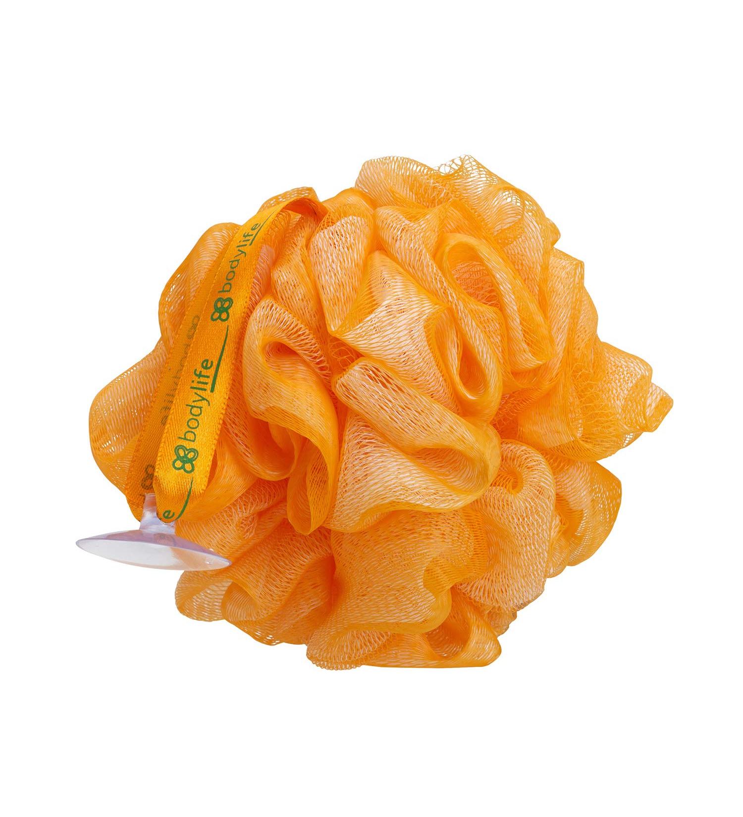 Bodylife Body Buffer Puff Exfoliating Bath & Shower Body Pouf Scrunchie Body Scrubber Orange & White 55g