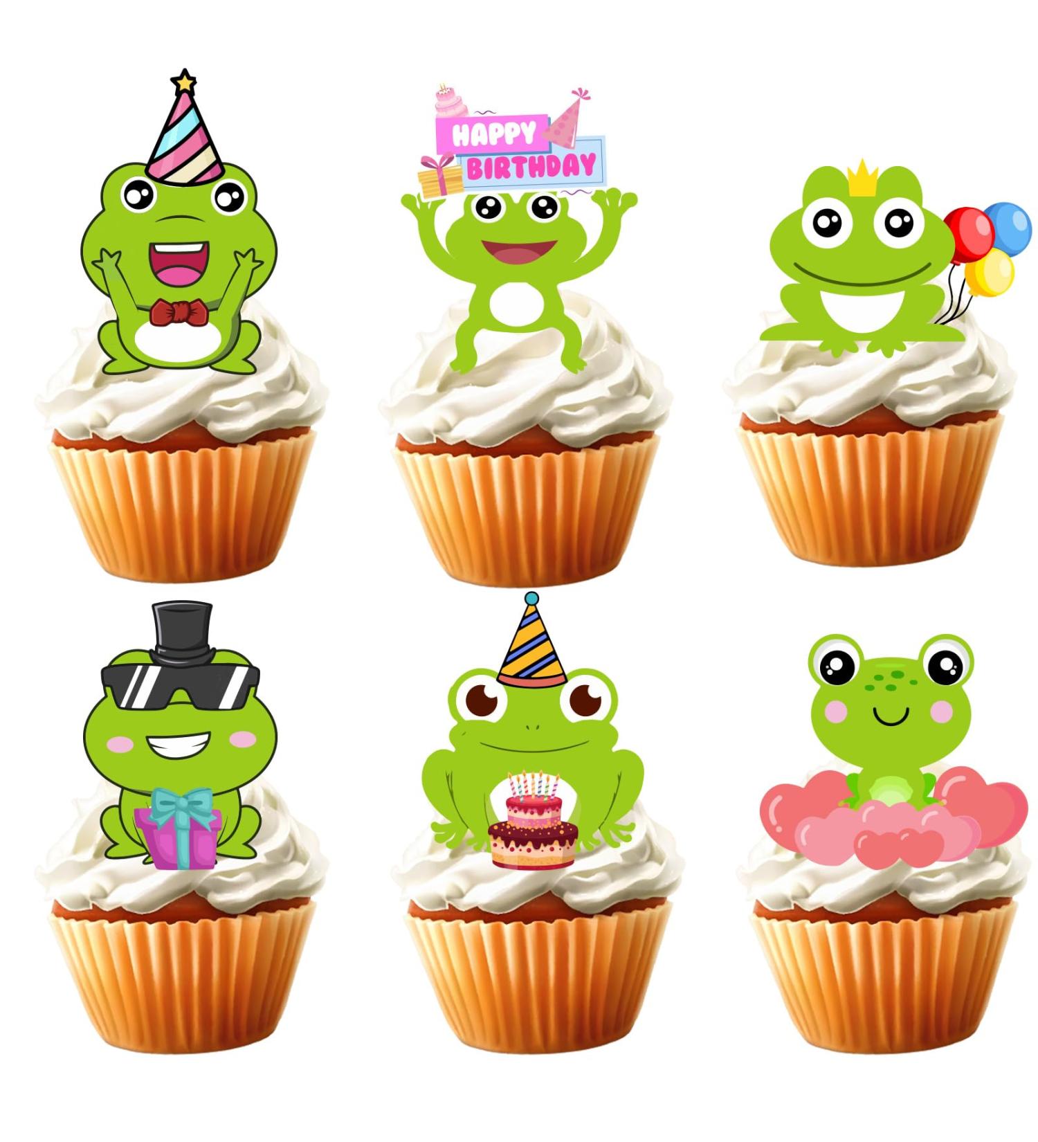 18pcs Frog Cupcake Toppers for Boys Girls Baby Shower Green Frog Cake Decorations Fairy Tales Woodland Frog Birthday Party Decorations Supplies - Buy Online on GoSupps.com