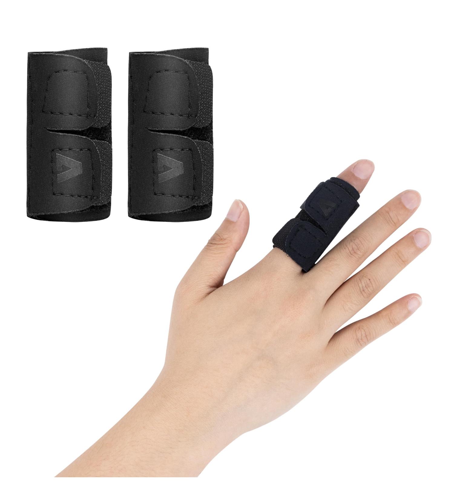 ONTYZZ Adjustable Finger Brace - 2 Pieces Splint for Basketball Volleyball & Tennis - Medium Black - Buy Online on GoSupps.com