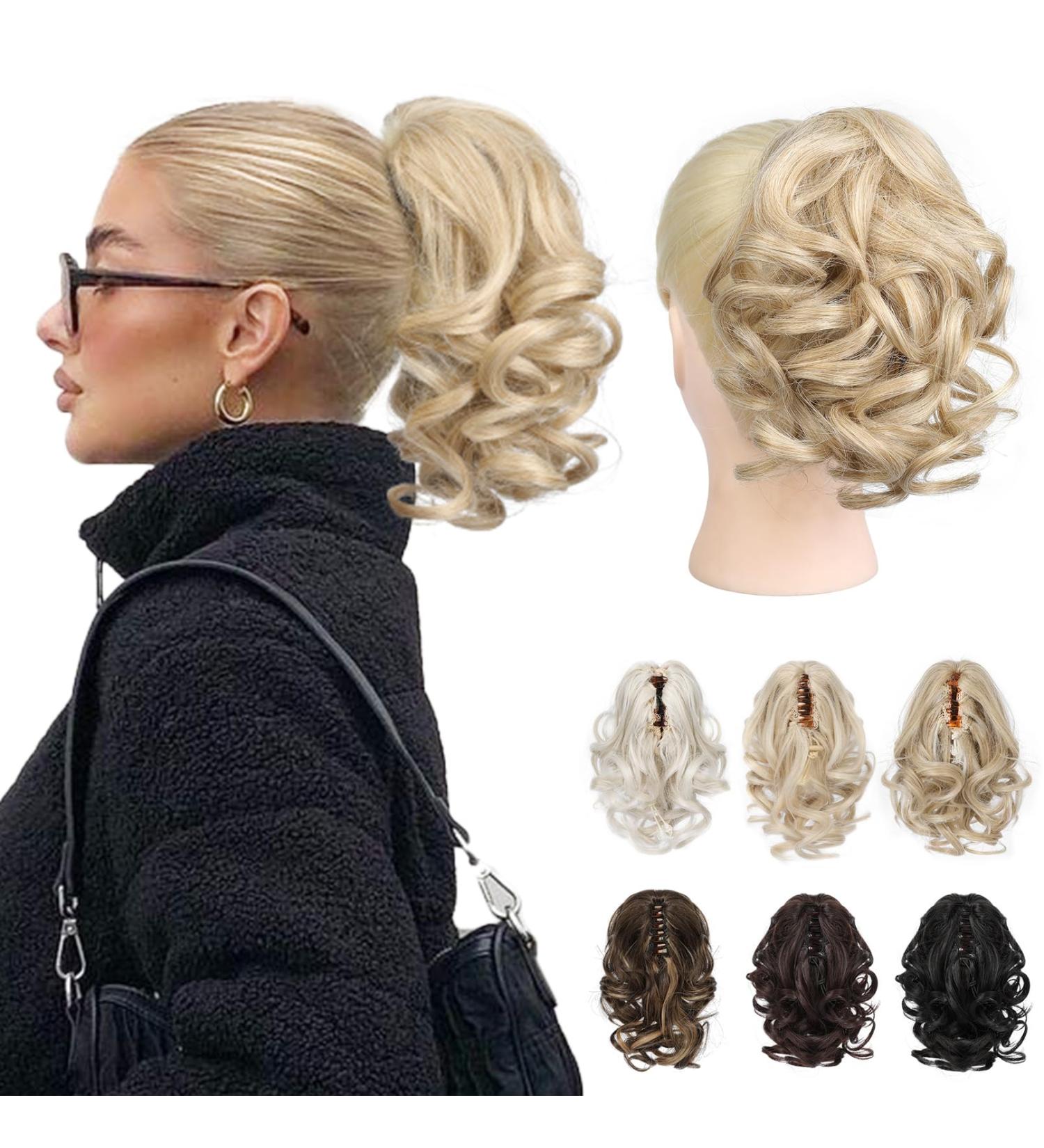 REECHO 9 Short Ponytail Extension Classic Loose Curly Wavy Claw Clip Hair Extension HP001 - Medium Blonde - Buy Online on GoSupps.com