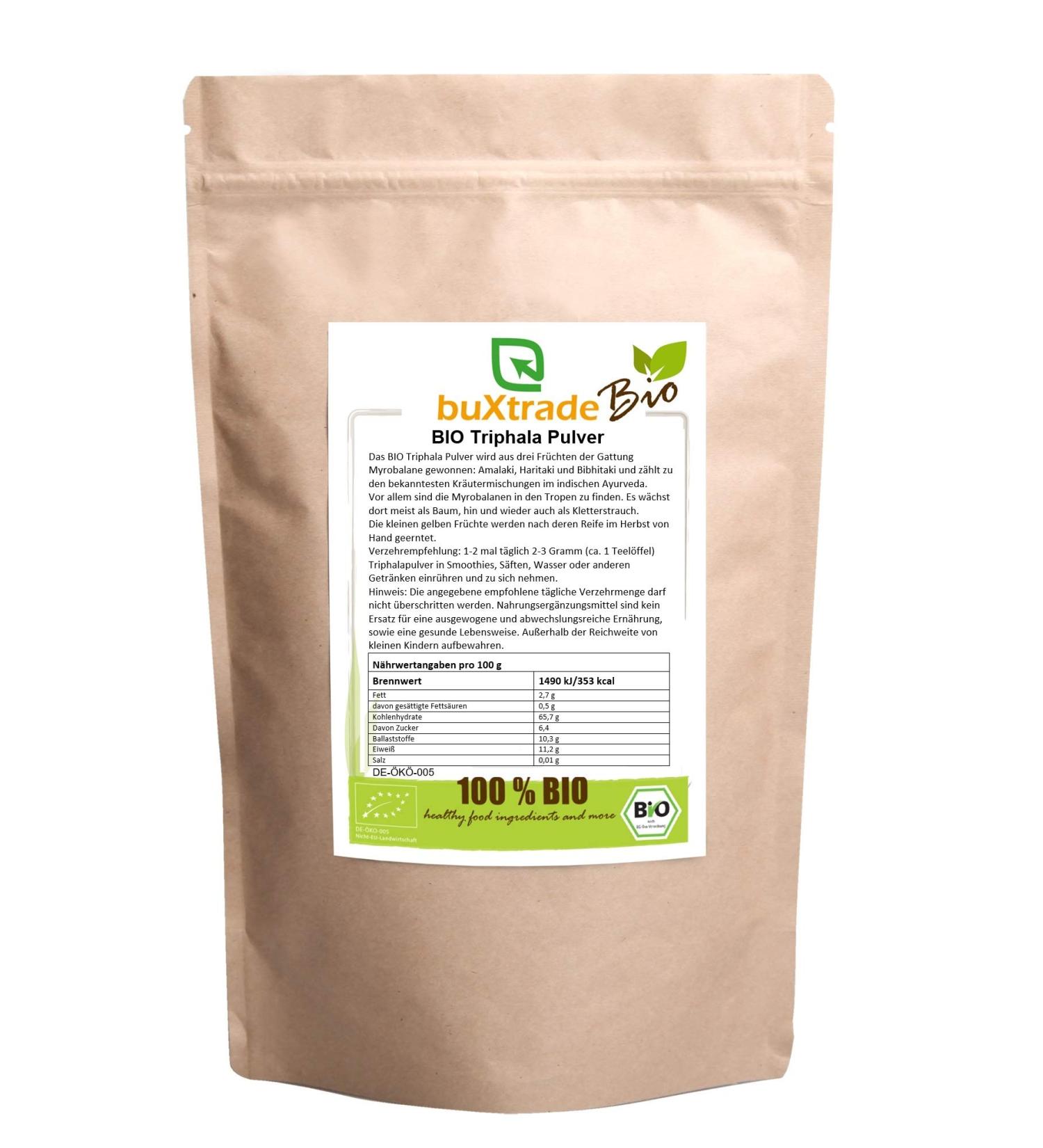 ORGANIC Triphala powder | Superfood | Bibhitaki | Myrobalane | Buxtrade | Various quantities (1 kg)