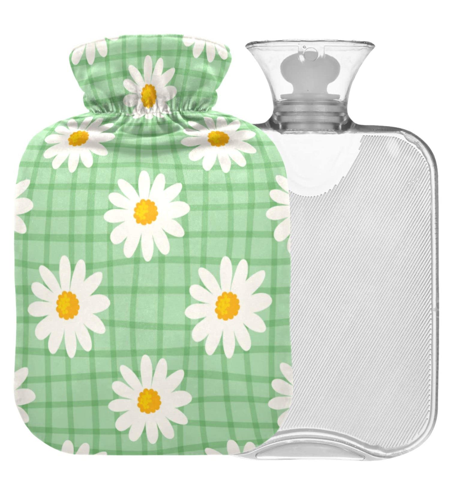 NAANLE 2L Hot Water Bottle with Plaid Flower Cover - Relief for Menstrual Cramps & Cold Therapy - Buy Online on GoSupps.com