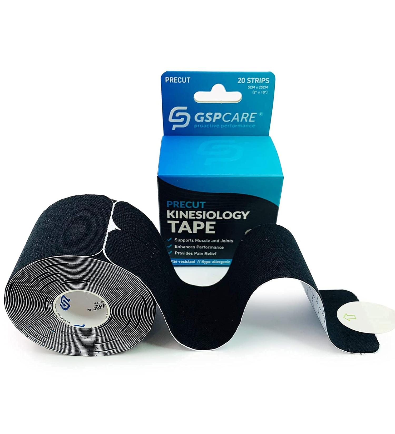 Pre-Cut Y Kinesiology Tape - 20pc Black Elastic Sports Tape for Muscle Pain Relief and Joint Protection - Buy Online on GoSupps.com