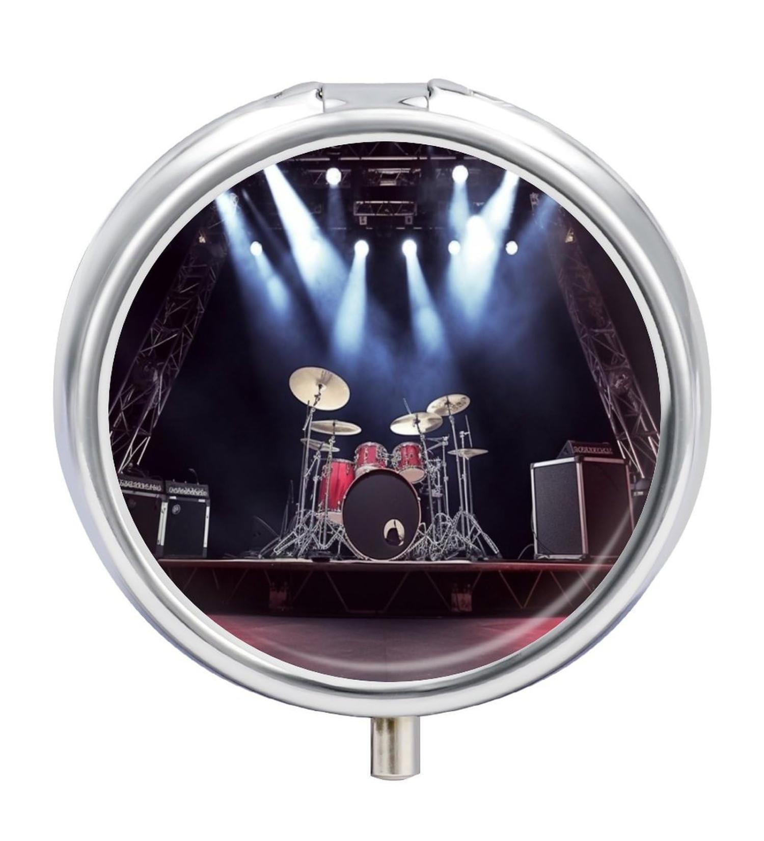 Buy Portable 3 Compartment Pill Box - Travel-Friendly Organizer for Purse & Pocket | Stylish Rock Concert Design - Buy Online on GoSupps.com