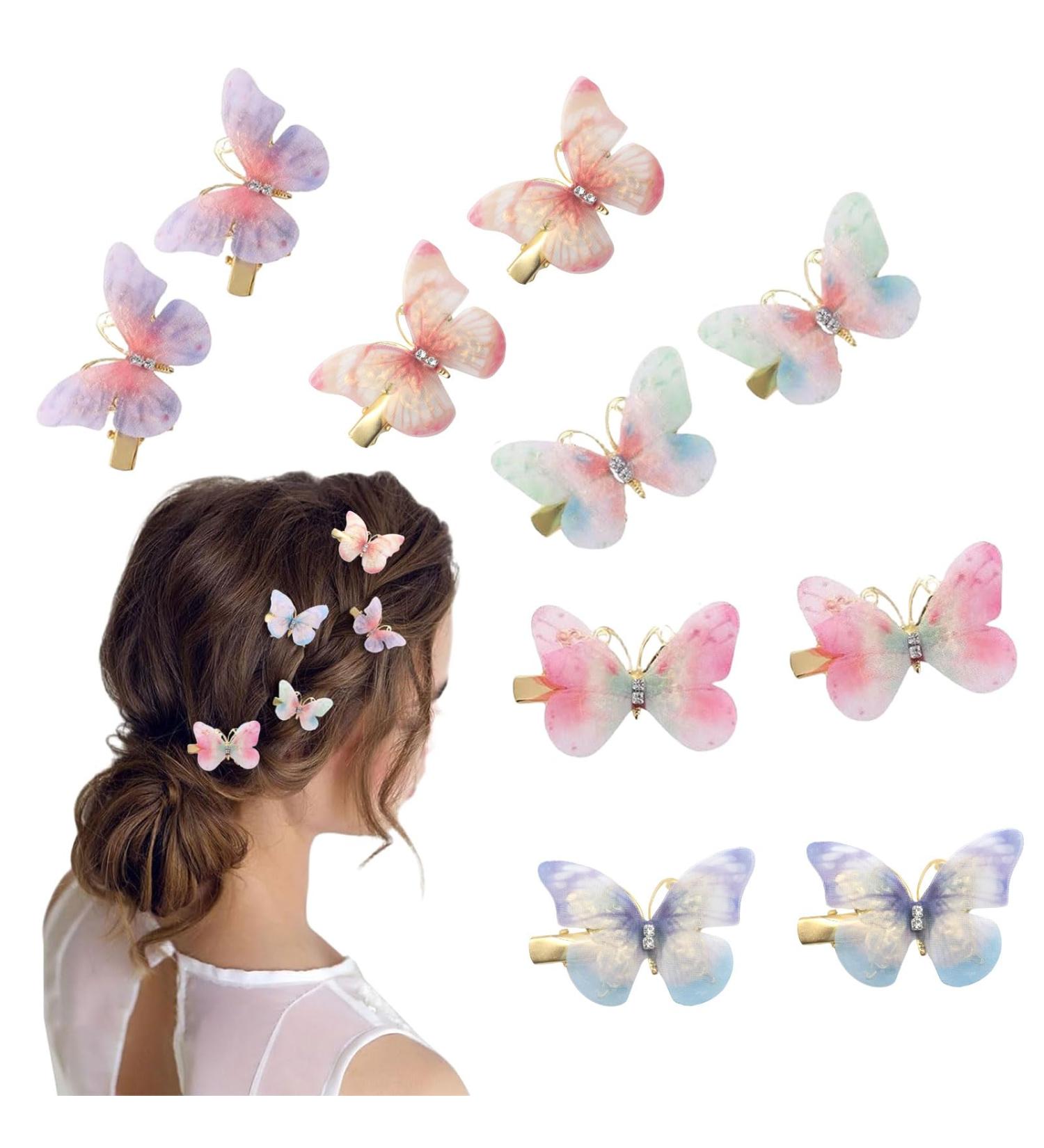 Mezrkuwr 10 Pieces Butterfly Clips Small Hair Clips Rhinestone Butterfly Clips Cute Hair Clips Headwear Hair Accessories for Wedding - Buy Online on GoSupps.com