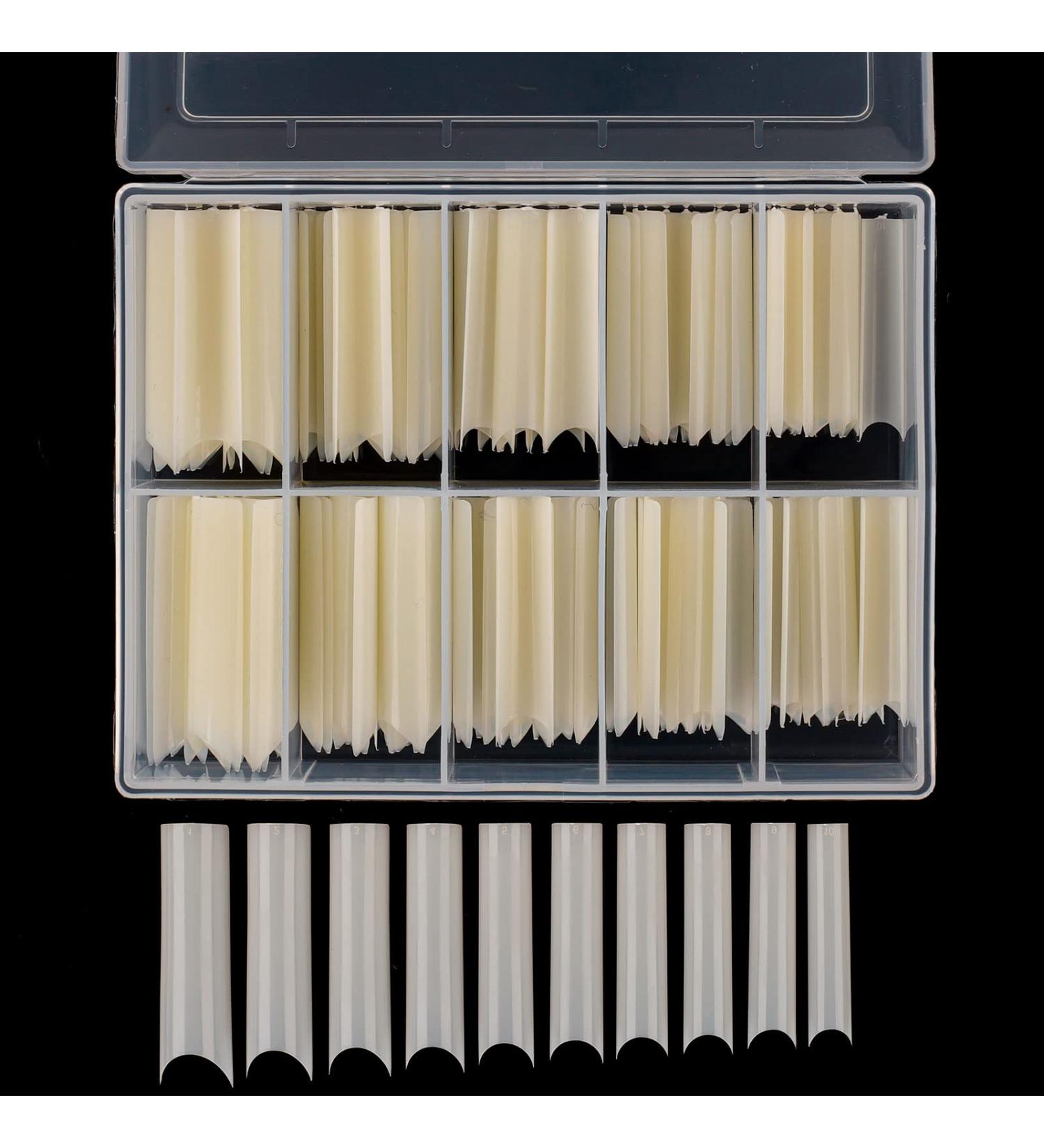 200PCS Long Square C Curve Natural Acrylic Nail Tips with Case - Ideal for Nail Salons and DIY Nail Art - Buy Online on GoSupps.com