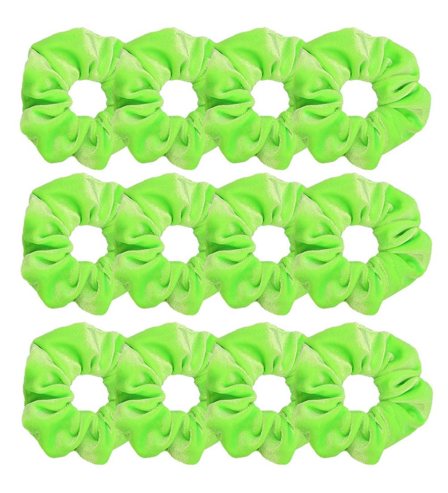 GUVASS Neon Green Velvet Scrunchies 12 Pack - Soft Elastic Hair Bands - Buy Online on GoSupps.com