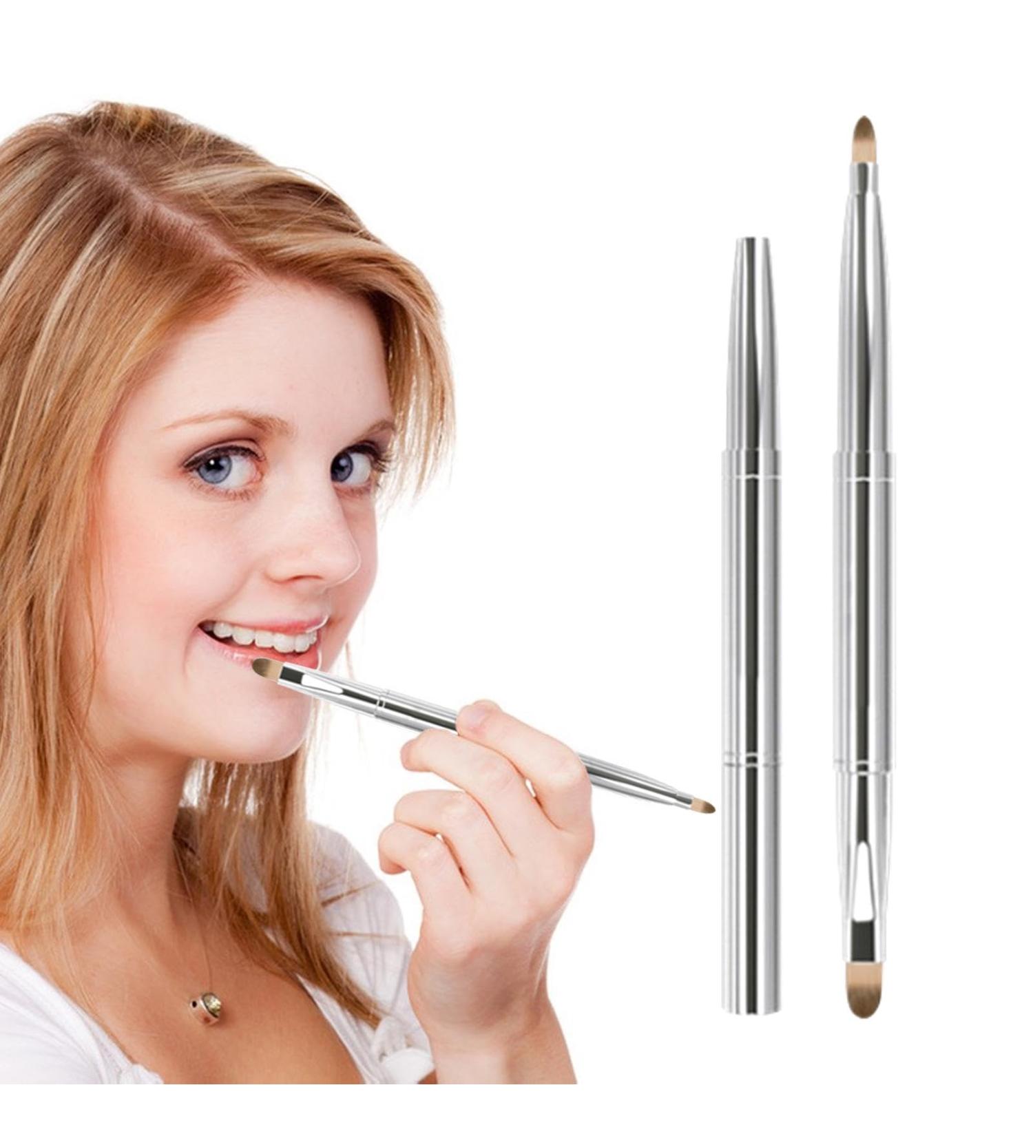 SculptZen Retractable Lip Makeup Brush Double Ended Lipstick Applicator Brush Portable Lip Brush Concealer Brush Eye Shadow Brush Lip Contours Makeup Tool with Lid for Women Girls Travel and Daily Use - Buy Online on GoSupps.com