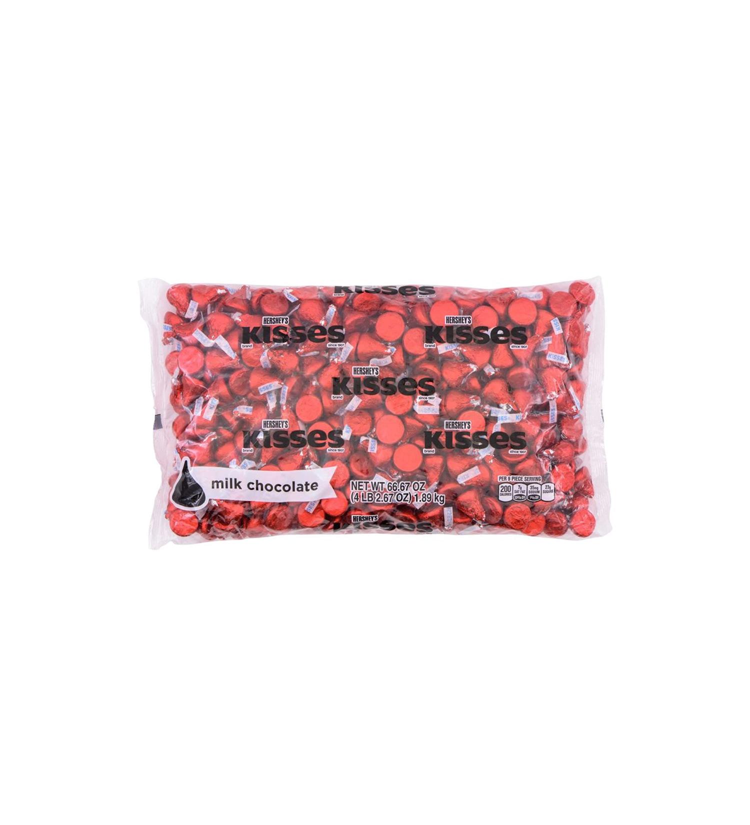 Hershey's Kisses Red Foils Milk Chocolate Candy 66.7 oz Bulk Bag - 400 Pieces - Buy Online on GoSupps.com