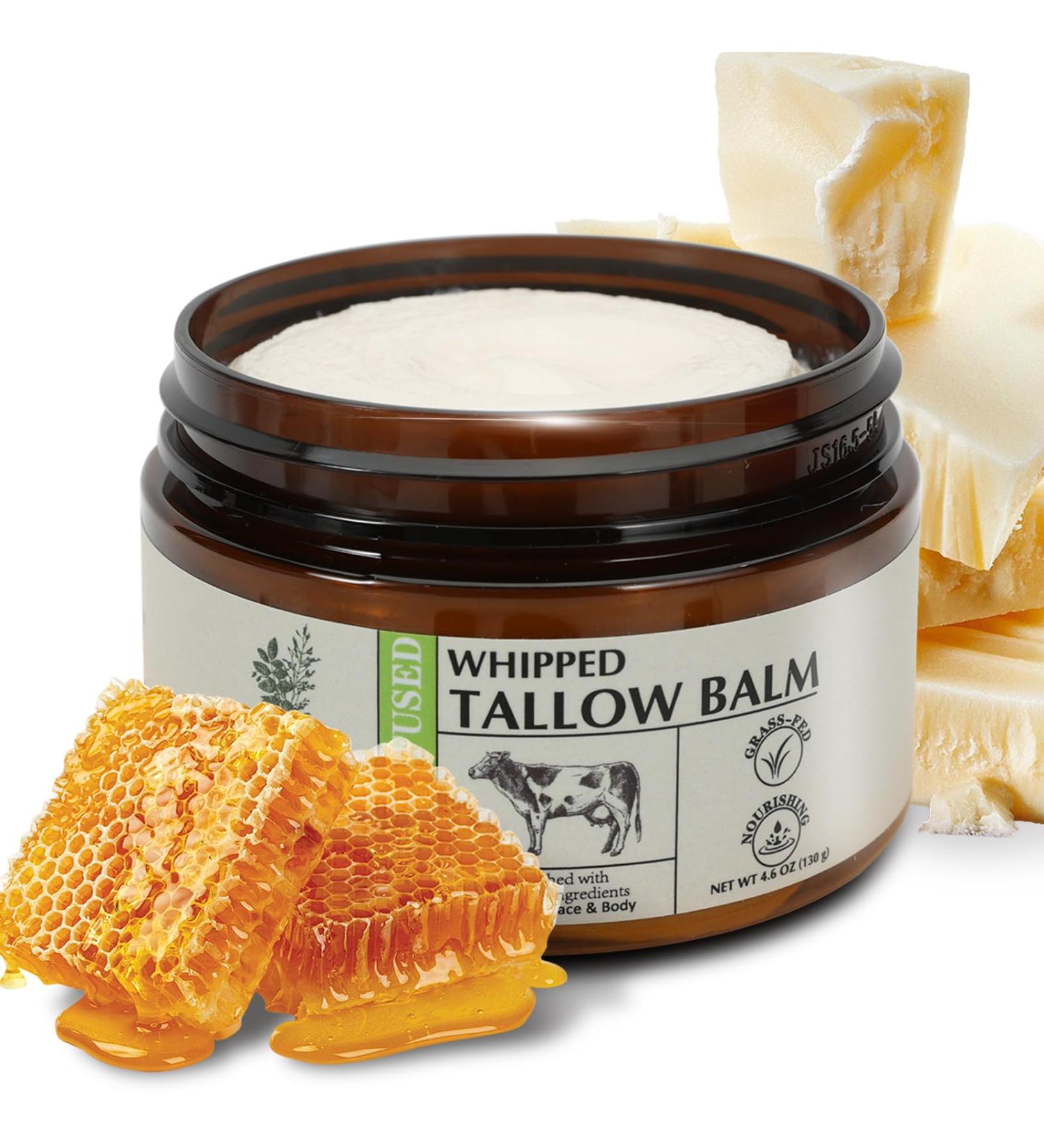 Beef Tallow for Skin Stocking Stuffers adults Thsnksgiving Gifts Natural Face and Body Butter with Raw Honey Christms Gifts Herbal Extracts Grass-Fed Beef Tallow - Buy Online on GoSupps.com