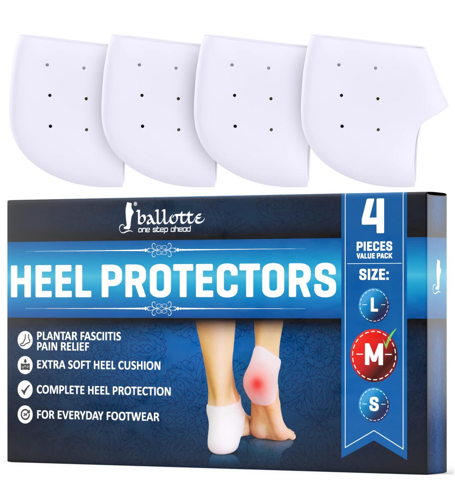 Silicone Heel Protectors - Fast Heel Pain Relief for Plantar Fasciitis - 2 Pair Silicone Socks Heel Pads - Buy Online on GoSupps.com