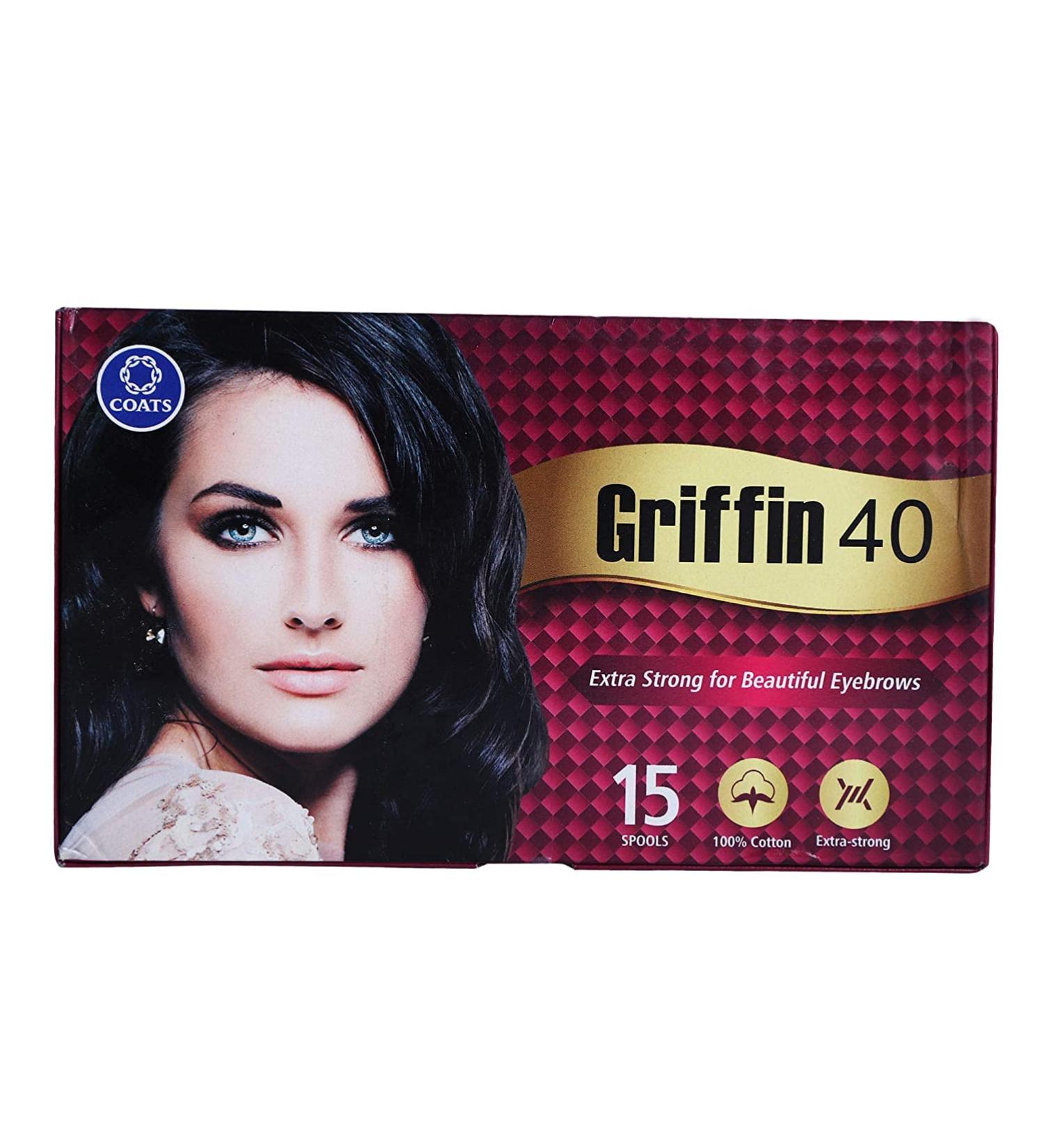 Griffin 40 Eyebrow Cotton Threading Threads | Antiseptic Facial Hair Remover | Facial Hair Removal | Antiseptic Facial and Body Hair Removing Thread (Pack of 15 - Full Box) - Buy Online on GoSupps.com