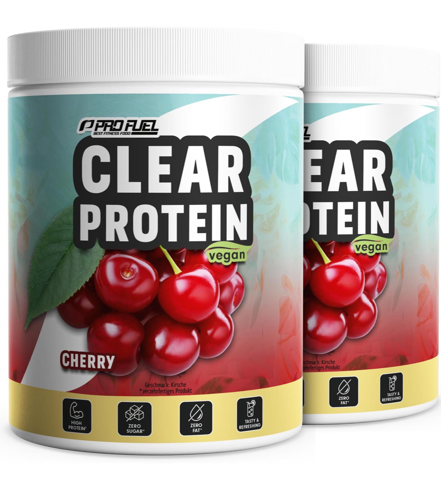 Clear Vegan Protein Drink 720g - Delicious Cherry Flavor 56% Protein Hydrolyzed Pea Protein (2 Pack) - International Shipping - Buy Online on GoSupps.com