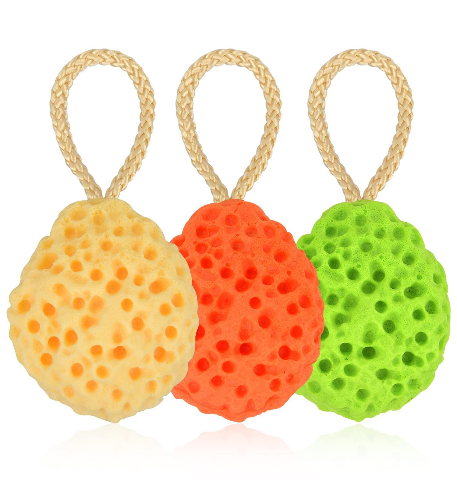Vesaneae 3-Pack Soft Bathing Sponges - Baby Shower & Body Cleaning Honeycomb Luffa Massage Sponges for All Ages (Yellow Orange Green) - Buy Online on GoSupps.com