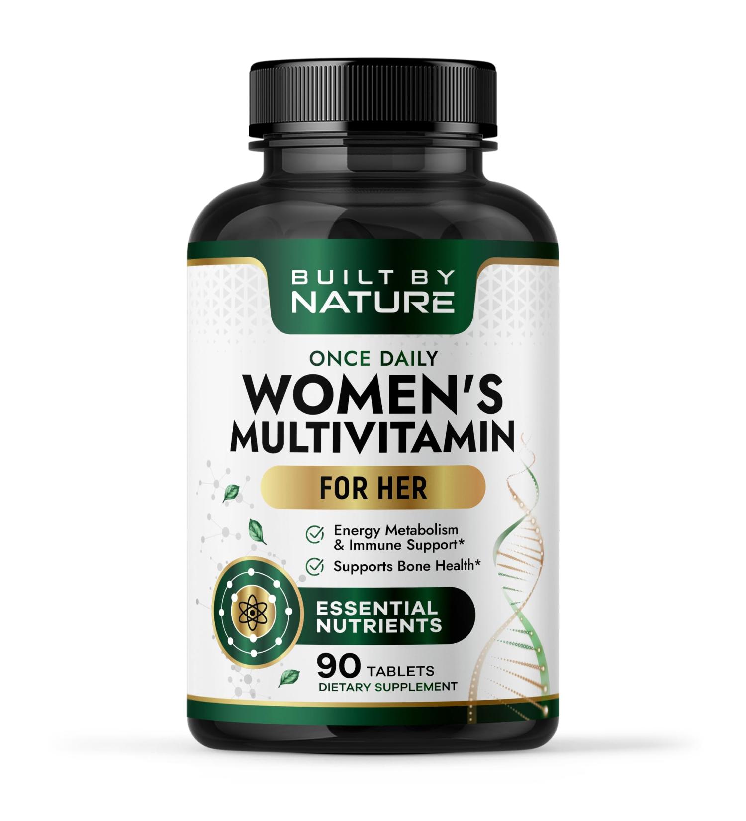 Built by Nature Multivitamin for Women Daily Womens Multivitamin Supplement with Essential Vitamins & Minerals Energy Immunity & Beauty Support 90 Tablets - Buy Online on GoSupps.com