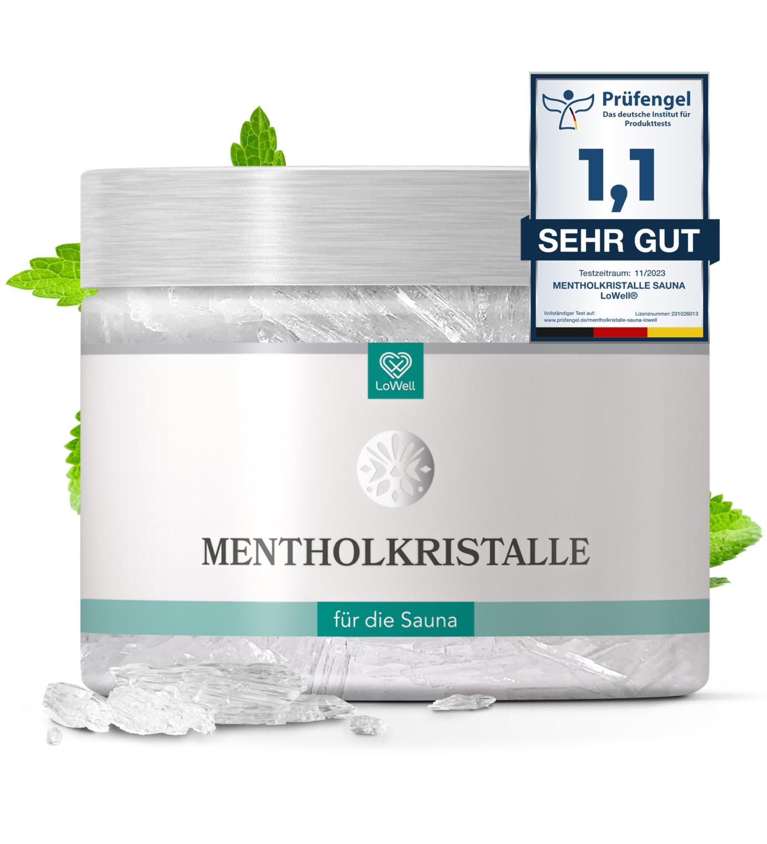 LOWELL 200g Menthol Crystals - 100% Pure Mint Sauna Infusion | Reusable Can | Ideal for Saunas - Buy Online on GoSupps.com