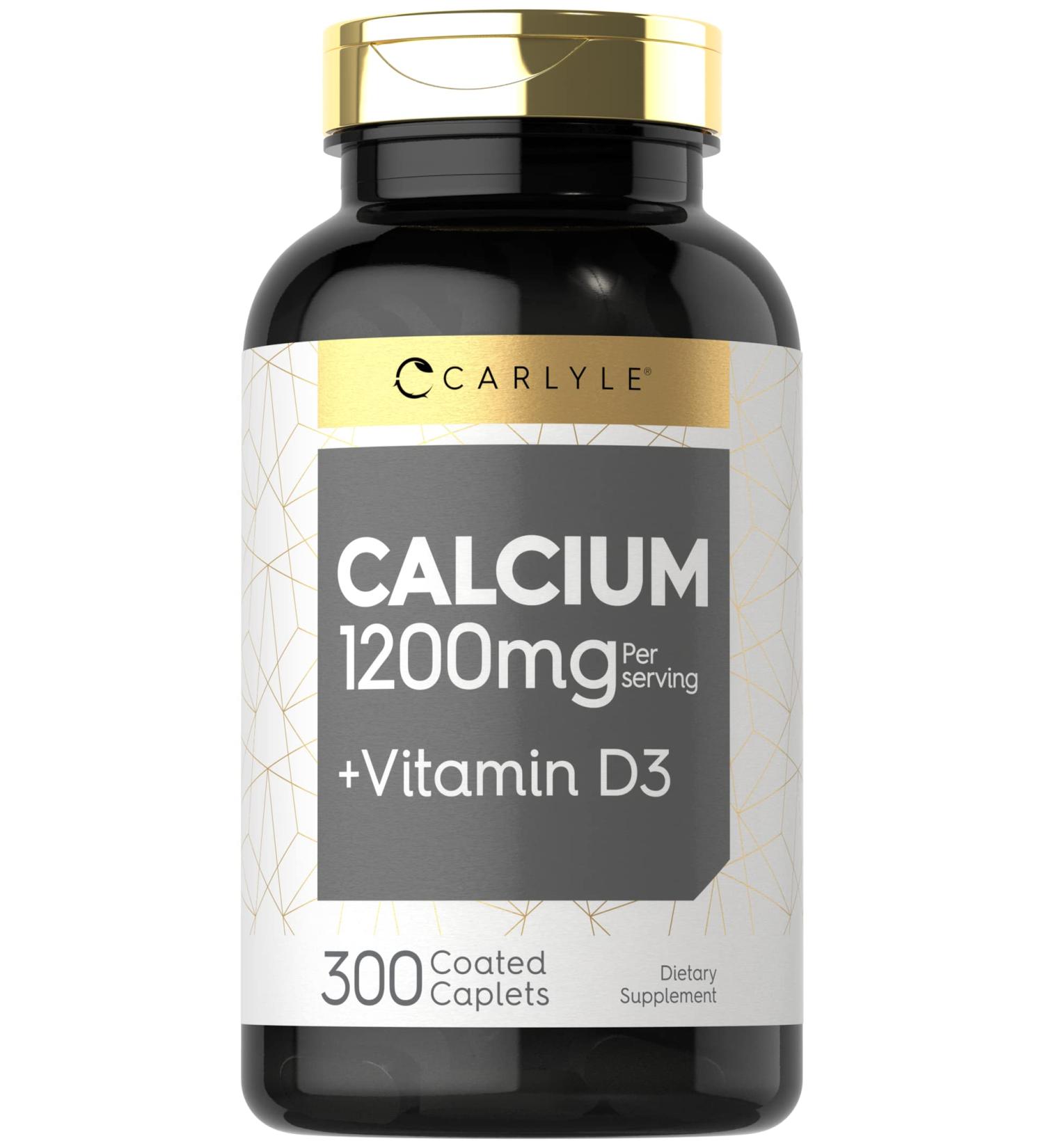 Carlyle Calcium 1200mg with Vitamin D3 | 300 Caplets | Non-GMO, Gluten Free, Vegetarian - Buy Online on GoSupps.com