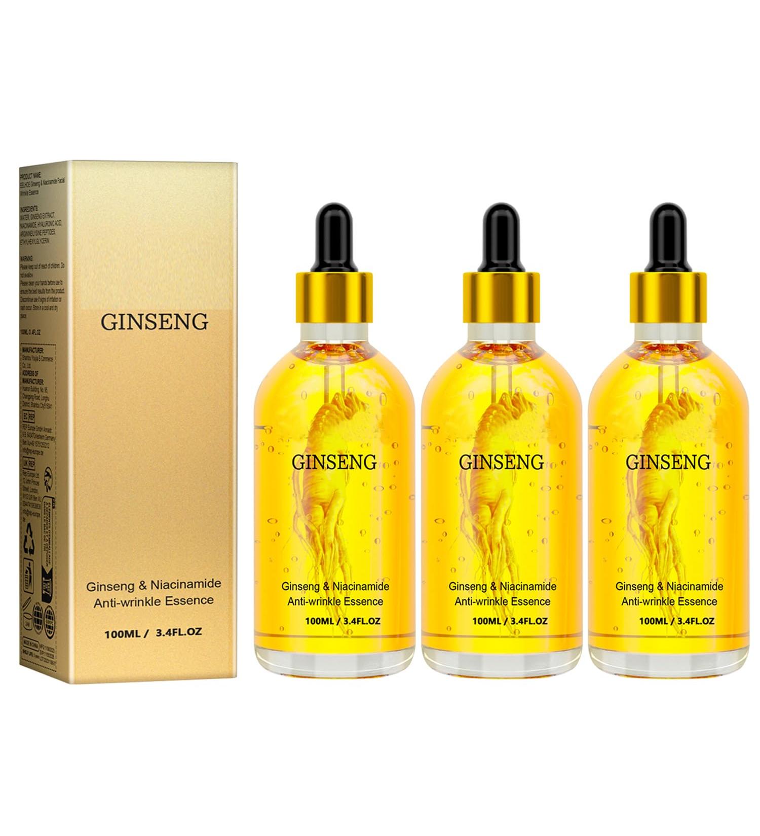 Ginseng & Niacinamide Anti-wrinkle Essence 100 mL Reduce Fine Lines & Wrinkles Hydrate & Moisturise (3 Bottle 3) - Buy Online on GoSupps.com