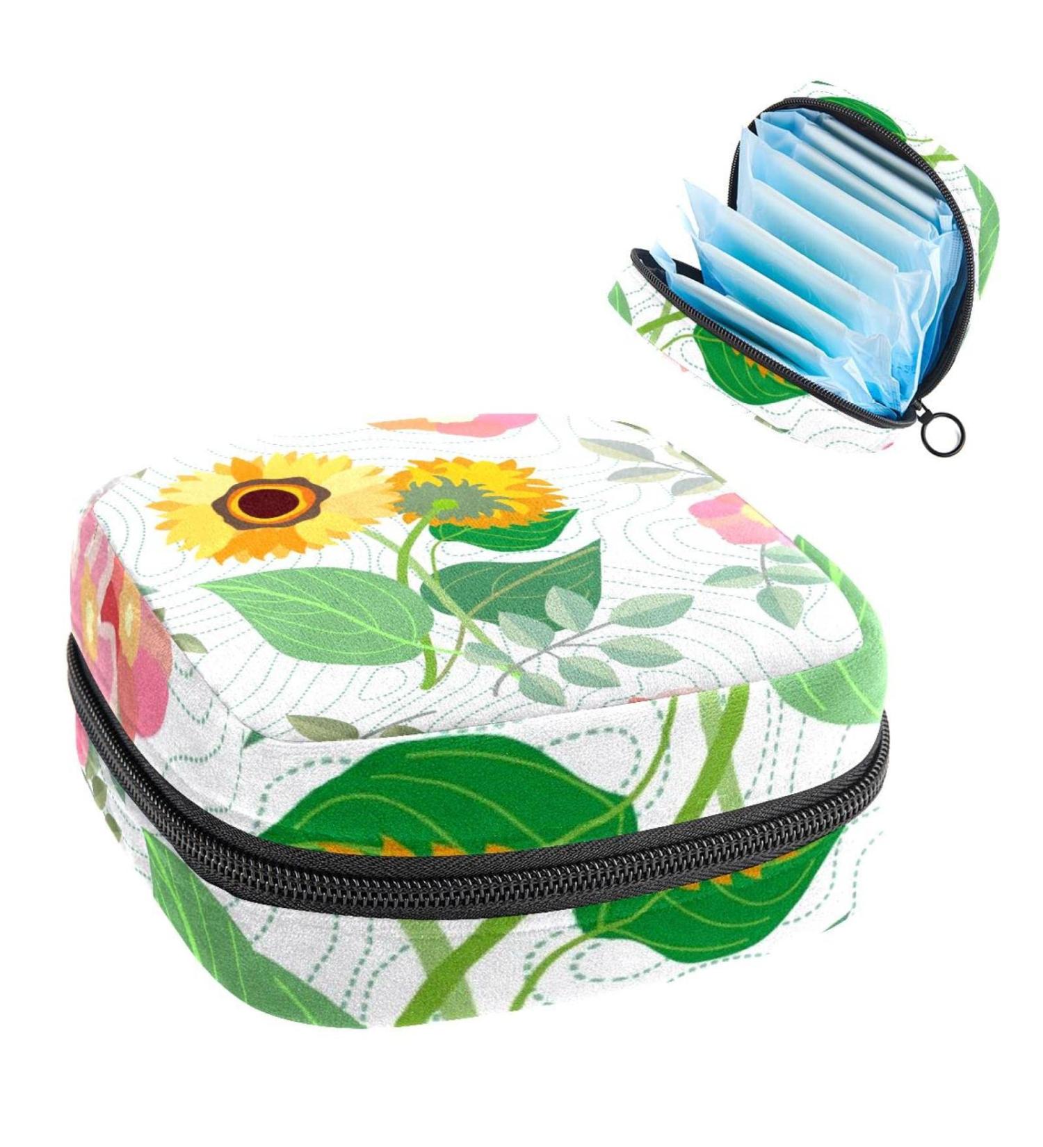 Period Bag Sanitary Napkin Storage Pouch - Autumn Roses & Sunflower Color - Buy Online on GoSupps.com