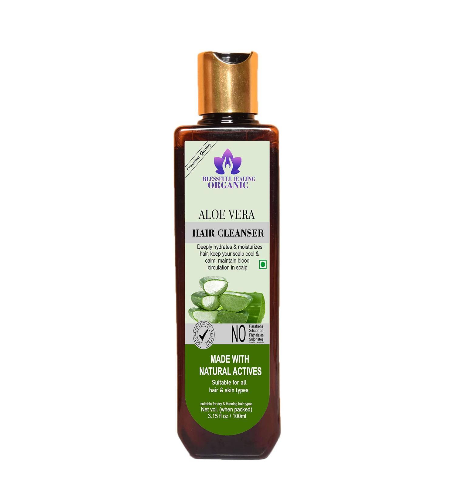 Blessfull Healing Organic Aloe Vera Hair Cleanser | Shampoo 100 ML (Packing May Vary) - Buy Online on GoSupps.com