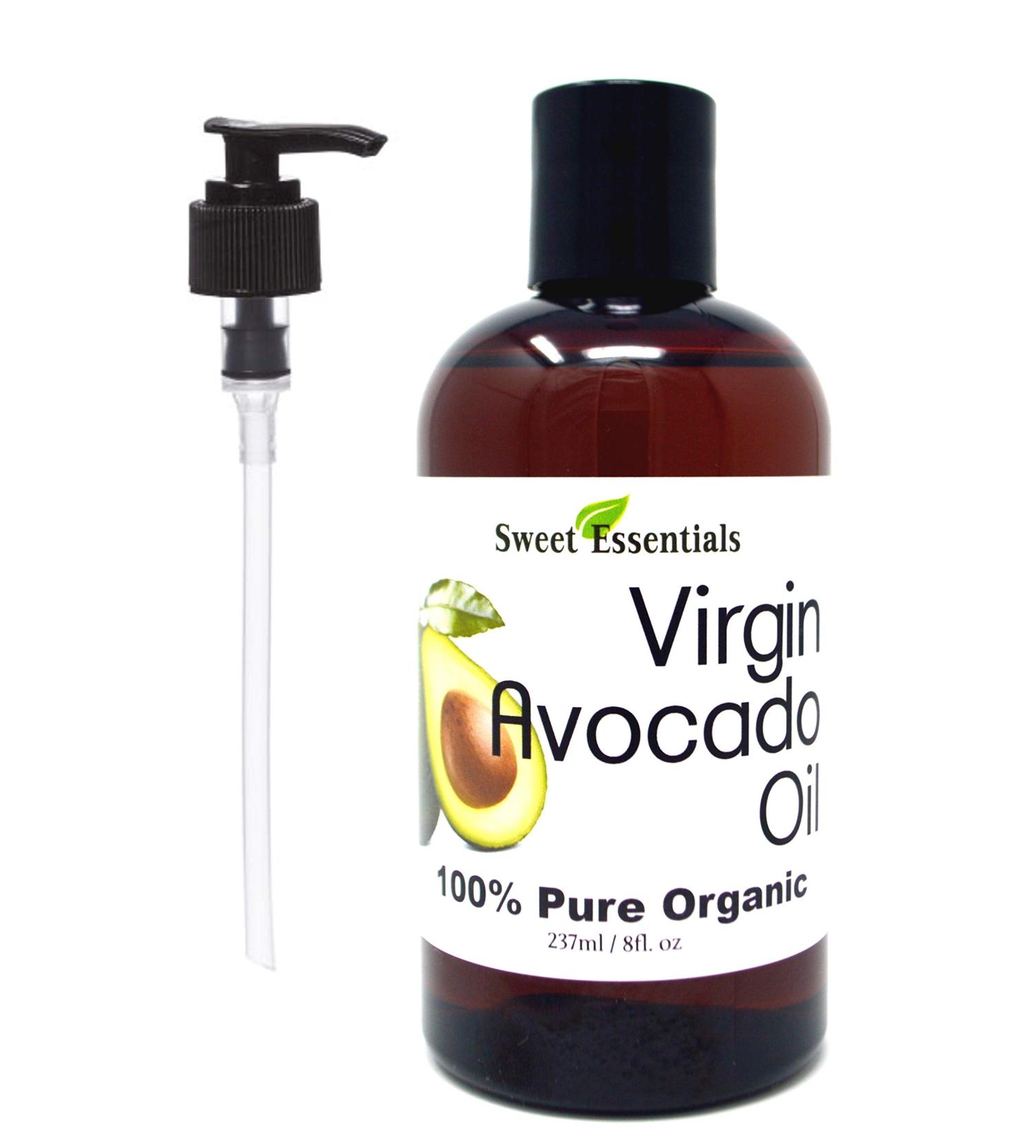 Sweet Essentials Premium Organic Unrefined/Virgin Avocado Oil 8oz with Pump Imported From Italy 100% Pure NON-GMO Cold Pressed Food Grade Green in Color