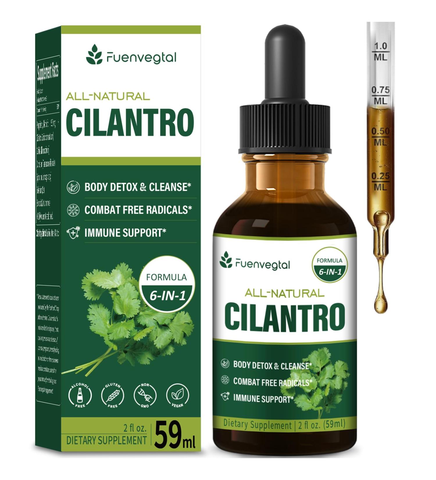 Cilantro Drops for Body Detox & Cleanse Cilantro Tincture Natural Supplement Support Immune with Garlic Dandelion Spirulina Selenium Burdock Blend. 2oz Original 2 Fl Oz (Pack of 1) - Buy Online on GoSupps.com