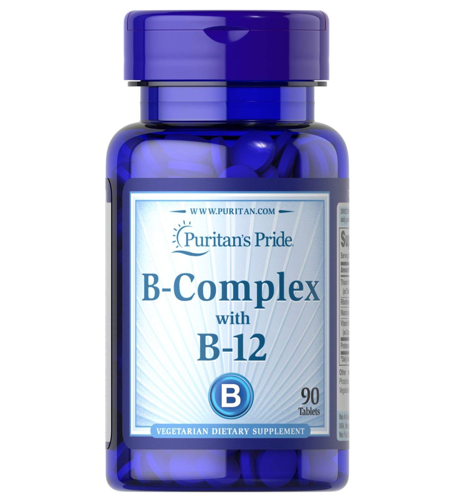 Puritan's Pride Vitamin B-Complex and Vitamin B-12-90 Tablets  - Buy Online on GoSupps.com