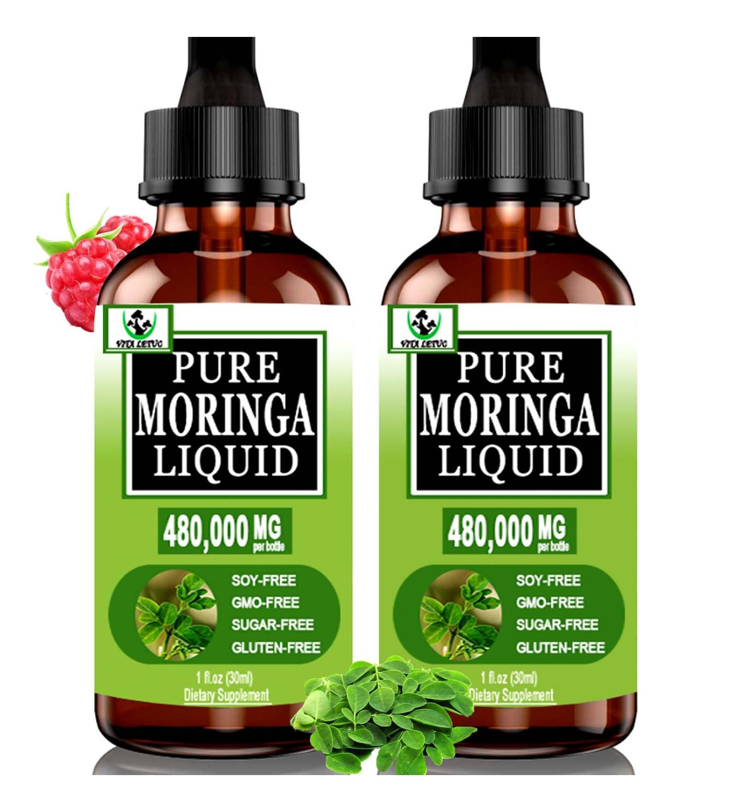 Organic Moringa Liquid Drops (2 Pack) | 8000mg Energy & Immune Support | 6X Absorption Superfood Supplement - Buy Online on GoSupps.com