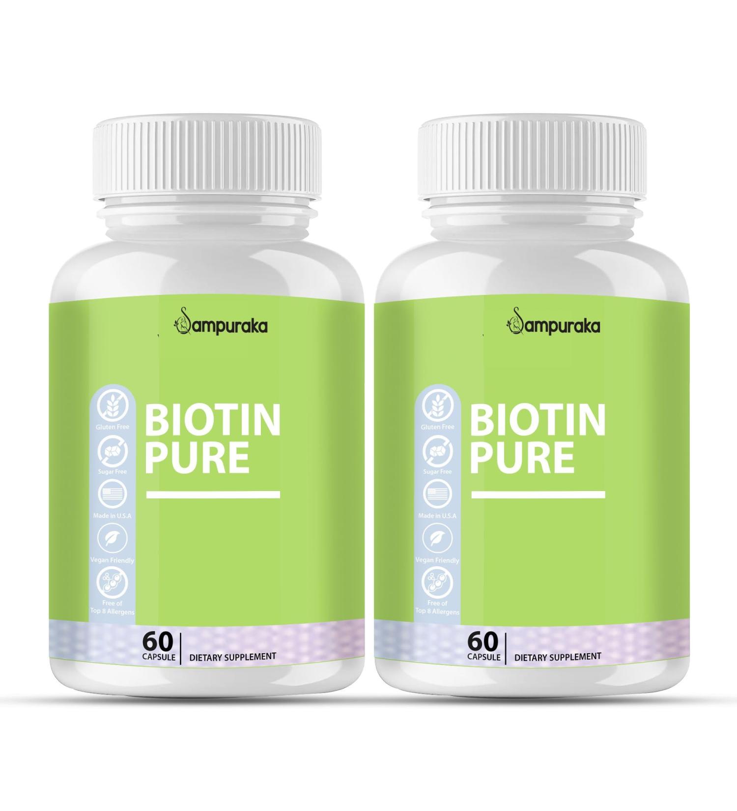Sampuraka Biotin Pure for Hair Skin & Nails Vitamins High Potency Biotin Collagen and Antioxidant Complex 60 Capsules for Growth and Glow (2)