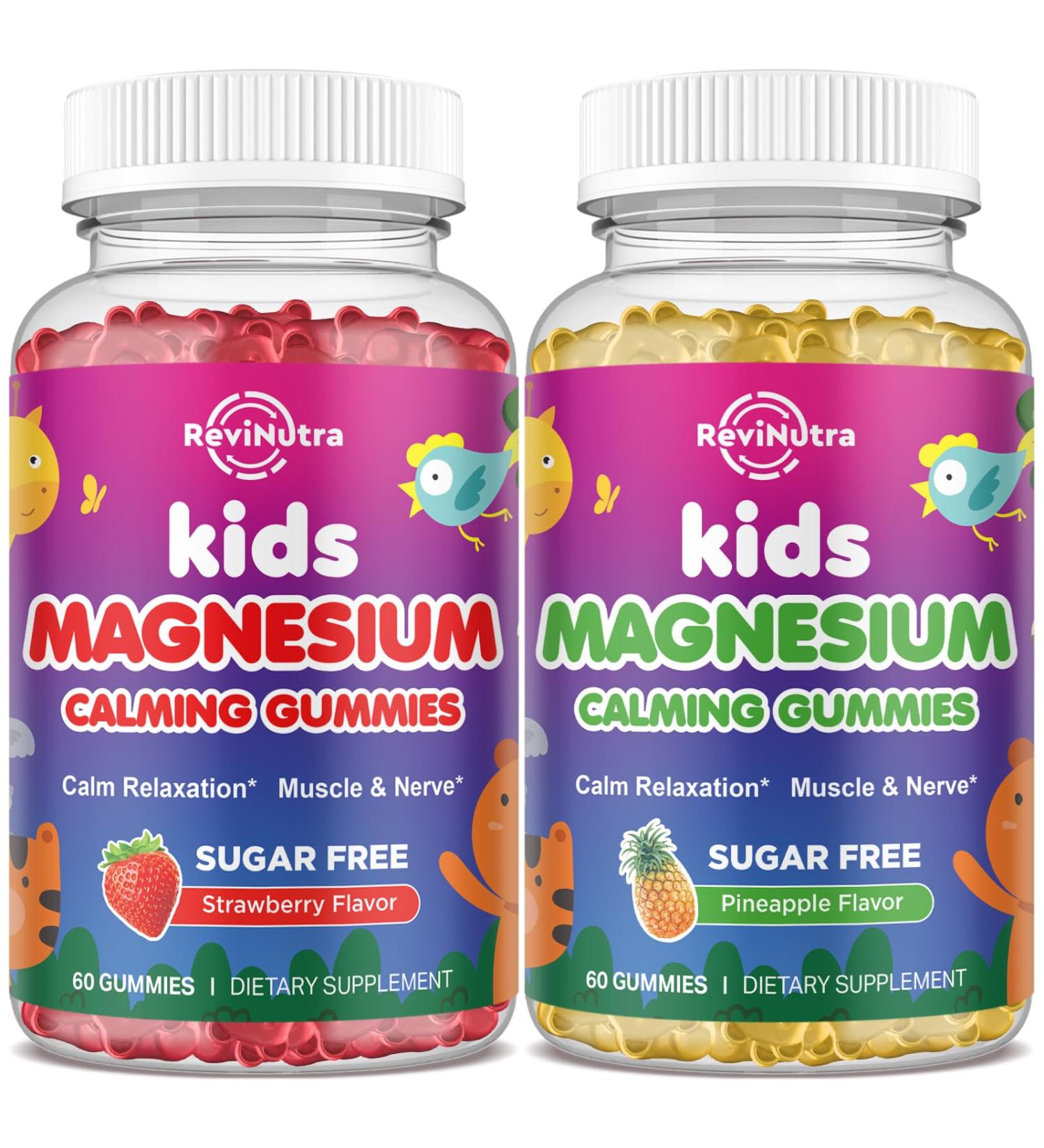 2 Pack Kids Magnesium Gummies Sugar Free Strawberry & Pineapple Flavor - Buy Online on GoSupps.com