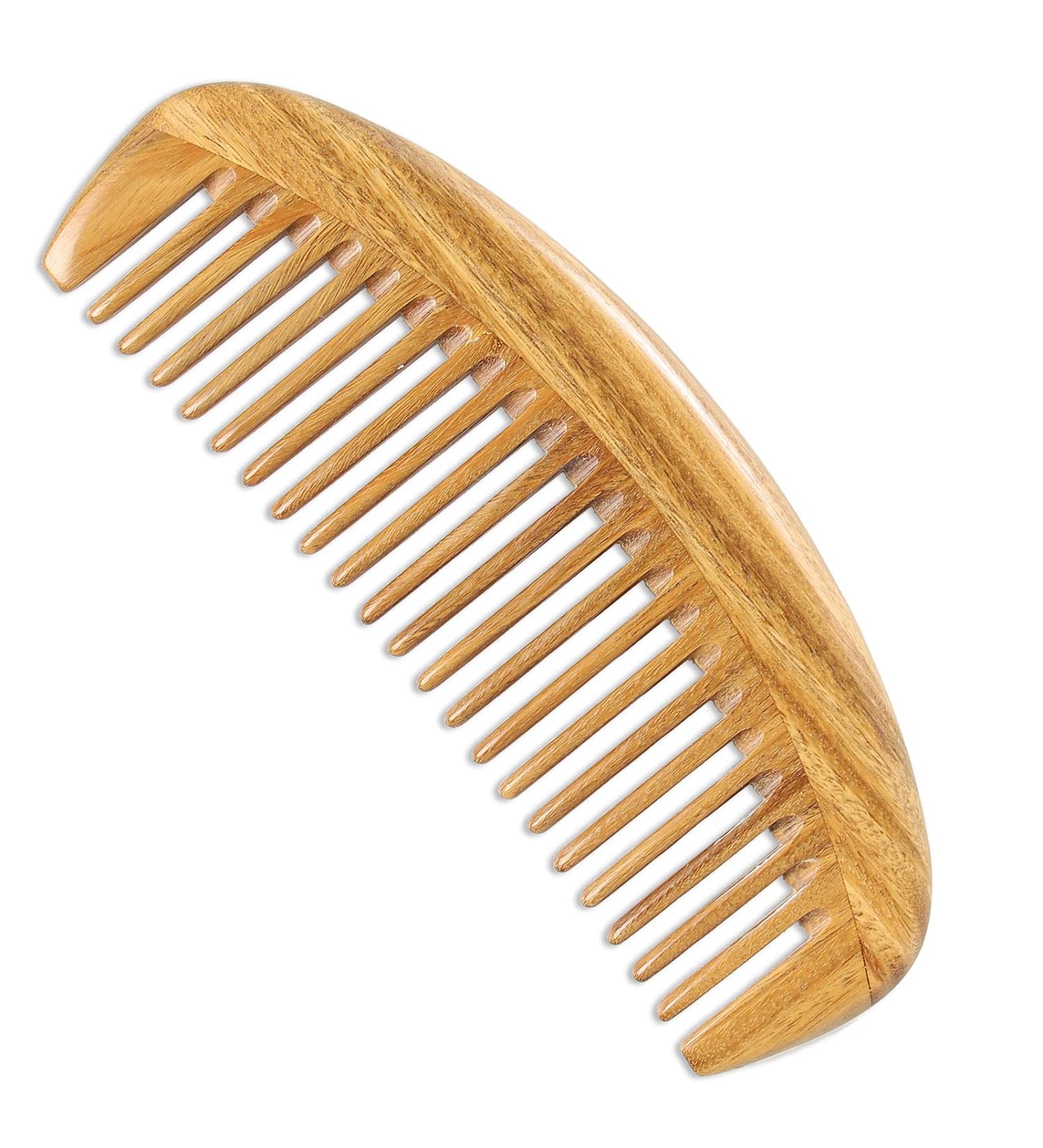Onedor Handcrafted Green Sandalwood Wooden Comb - Natural Anti-Static Hair Detangler (Oval Fine Tooth) - Men and Women - Buy Online on GoSupps.com