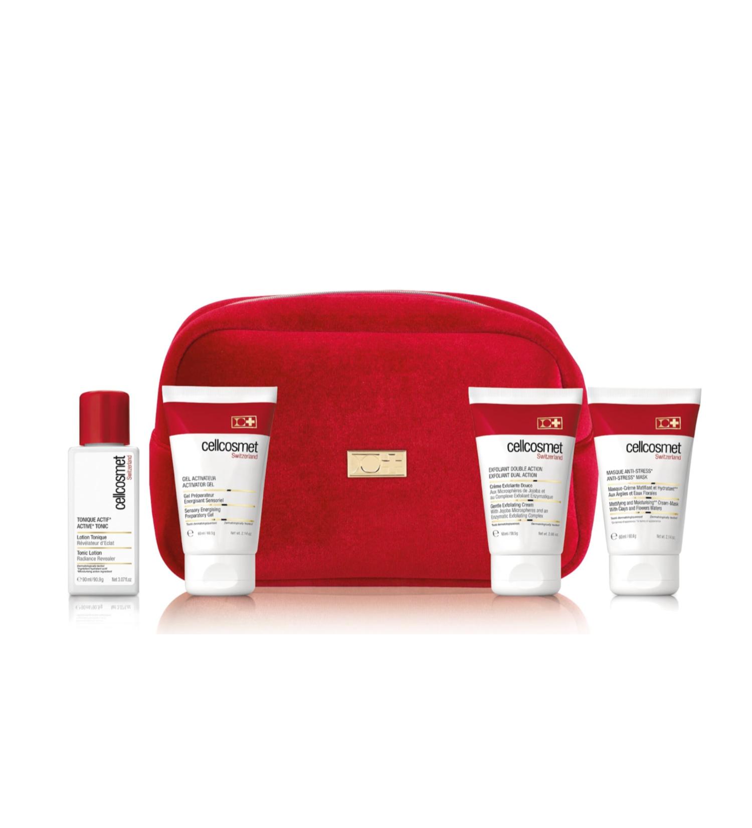 CellCosmet Chill Out 4-Piece Skincare Travel Set - Revitalize Skin with Active Tonic Activator Gel Exfoliant & Anti-Stress Mask - International Shipping Available - Buy Online on GoSupps.com