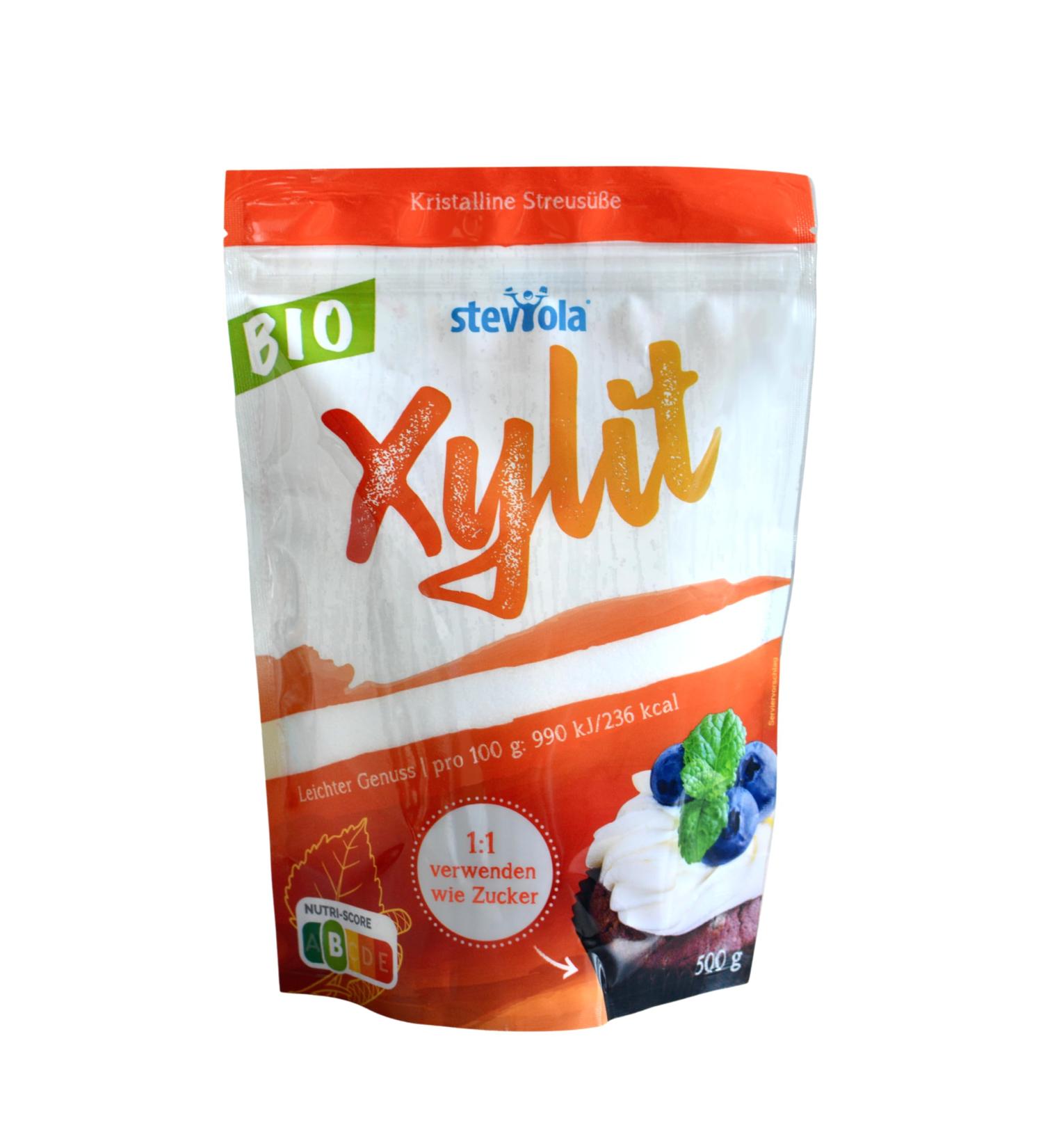 Steviola/Organic Xylitol/Birch sugar/Suitable for food and drinks/Vegan and lactose-free/Sweetness without sugar / 500g Organic Xylitol 500g