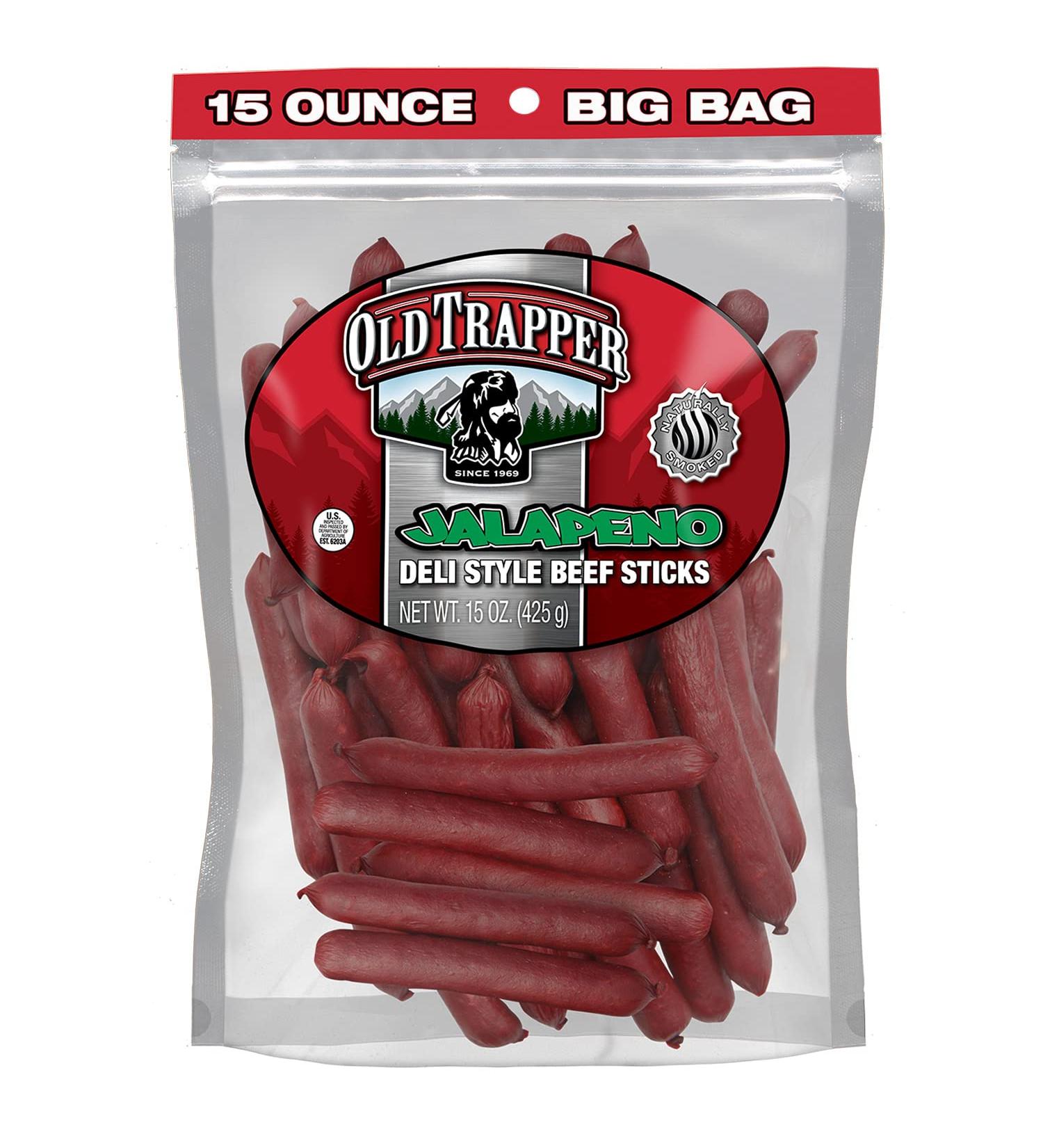 Old Trapper Jalape o Deli Style Beef Sticks - 15 oz Bag | Spicy Jalapeno Flavor - Buy Online on GoSupps.com