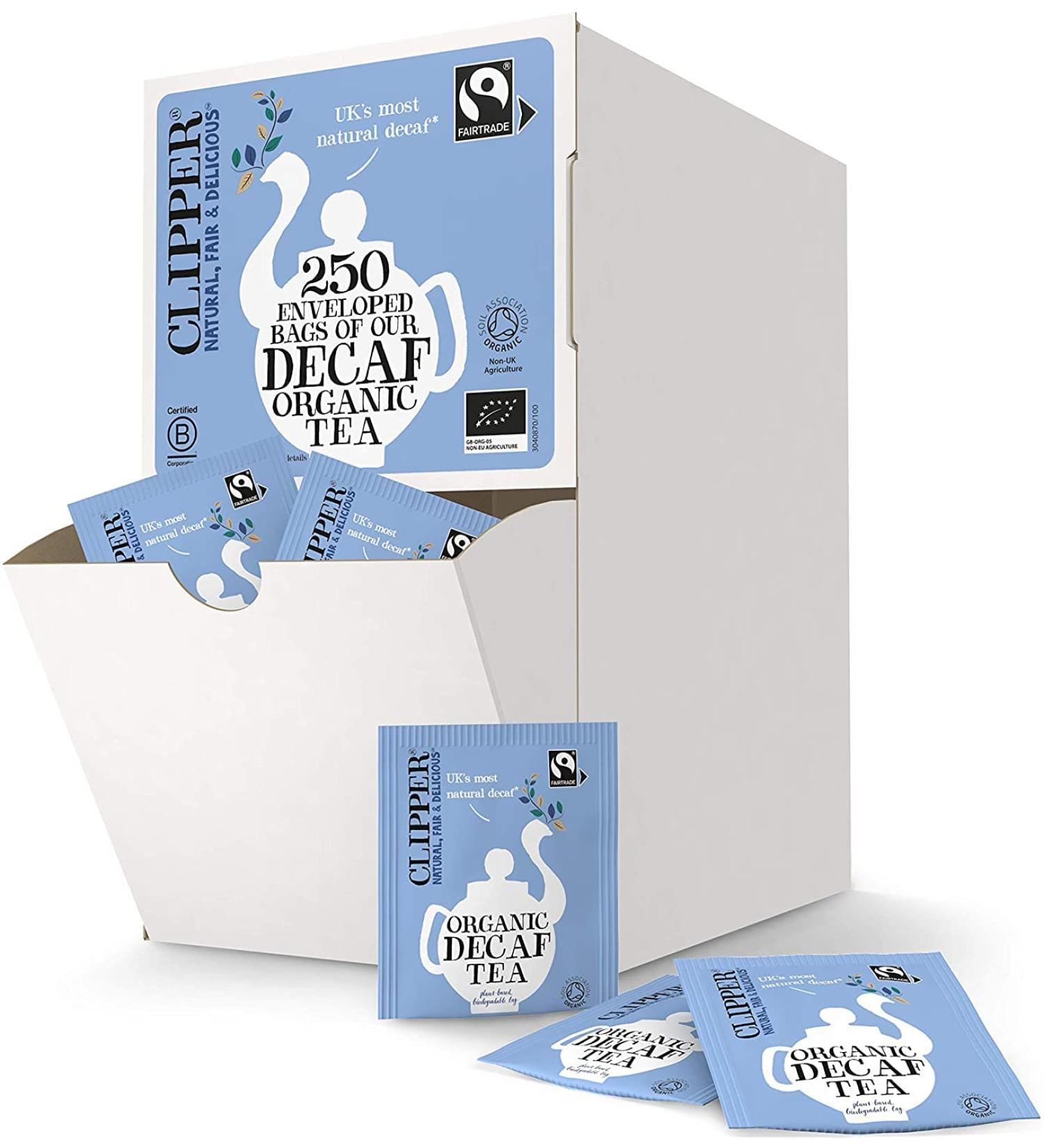 Clipper Organic Everyday Decaf Tea Bags | Natural Unbleached Plant-Based Biodegradable & Non GM Black Tea Bags | Eco Conscious & Fair Trade Tea | Individually Wrapped with String & Tag (250 Teabags)