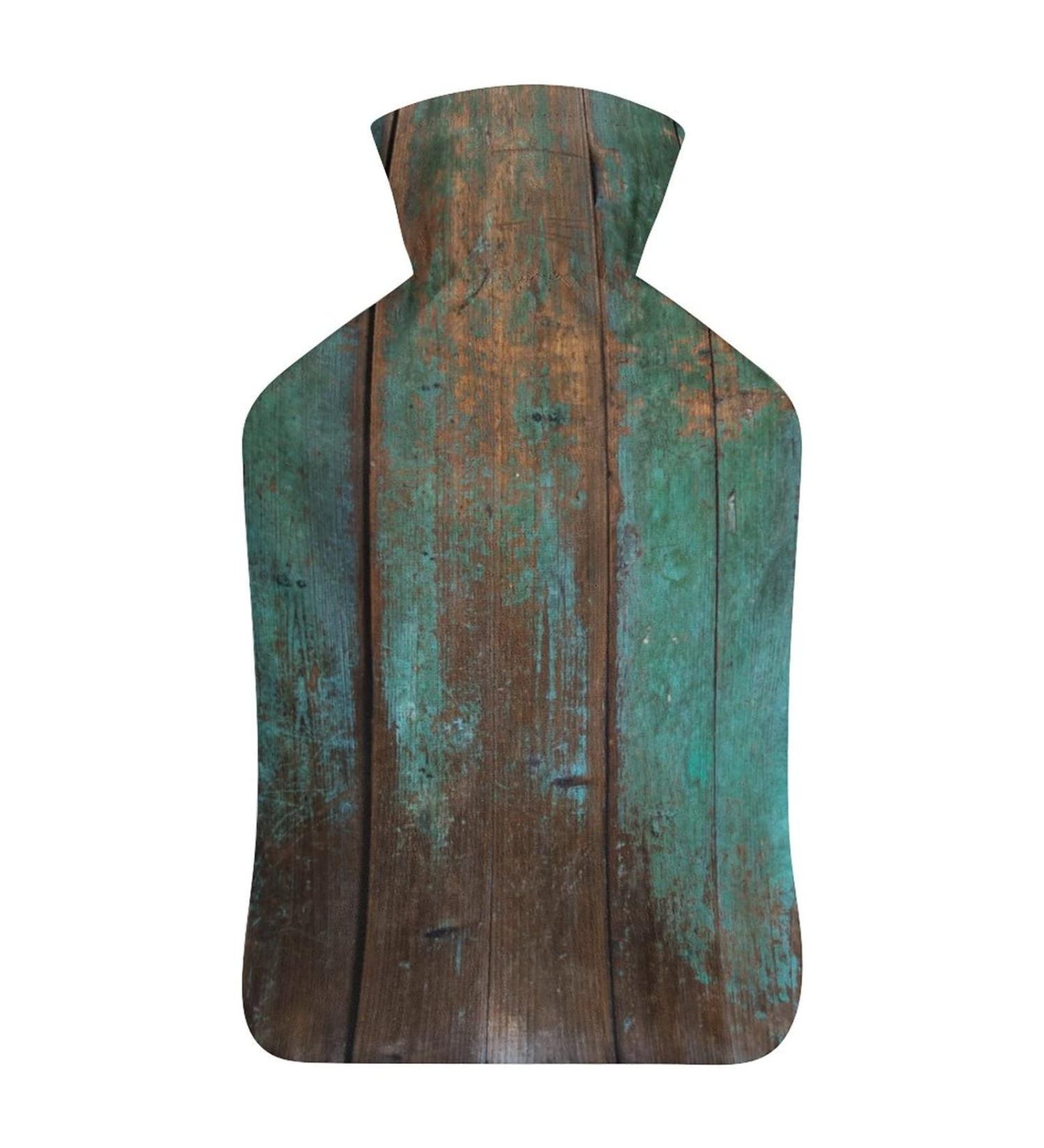 Hot Water Bottle with Lid - Blue Wooden Plank Rubber Bag for Pain Relief Cramps & Foot Warmer | Hot & Cold Therapy - Buy Online on GoSupps.com