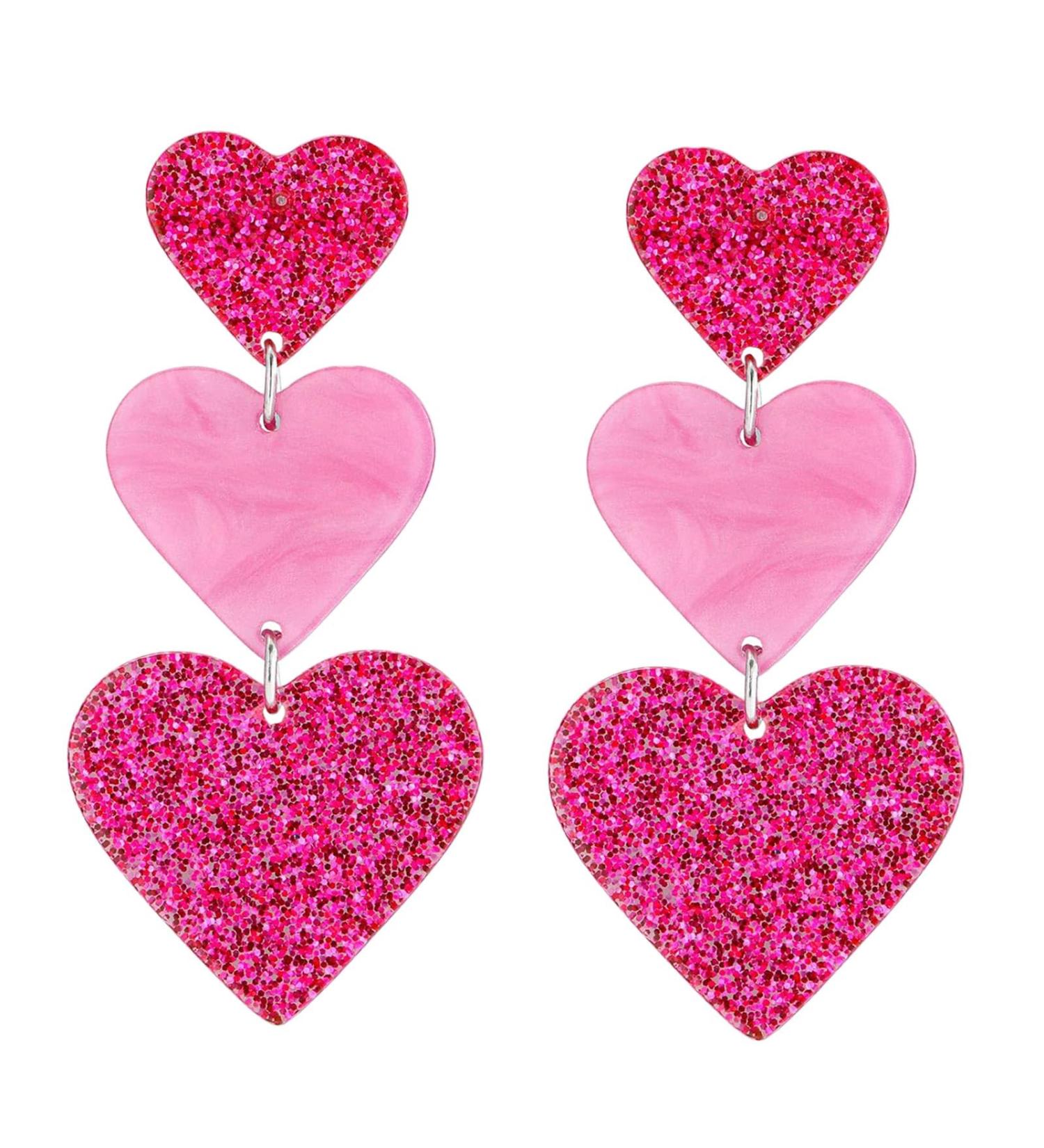Feyley 3-Connect Heart Earrings | Vintage Acrylic Drop Jewelry for Girls & Ladies - 2023 Trendy Gift - Buy Online on GoSupps.com