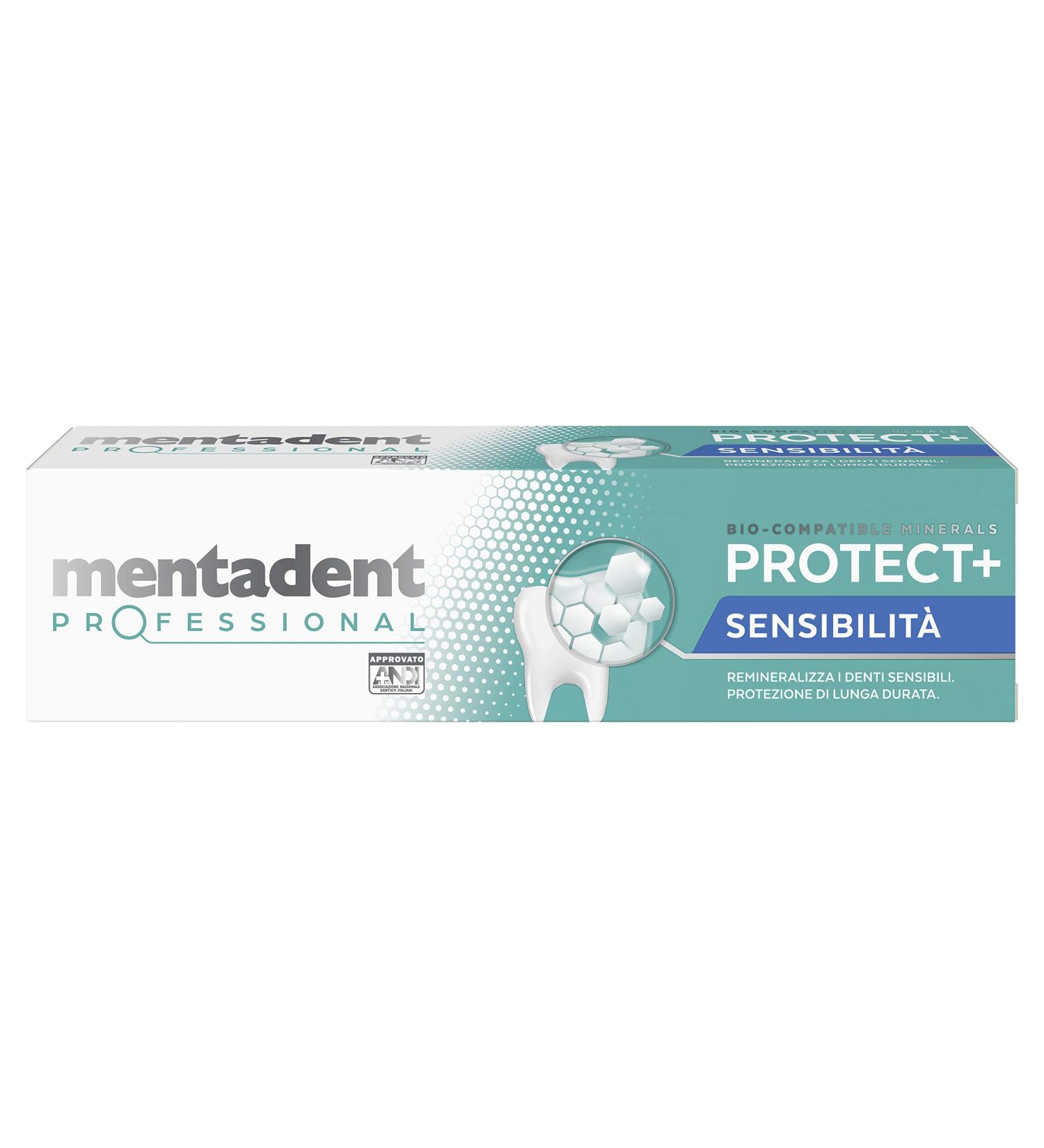  Mentadent Mentadent Professional Protect+ Sensitivity Toothpaste Sensitive Toothpaste Remineralizes and offers protection against tooth sensitivity with biological minerals and potassium 75 ml - Buy Online on GoSupps.com