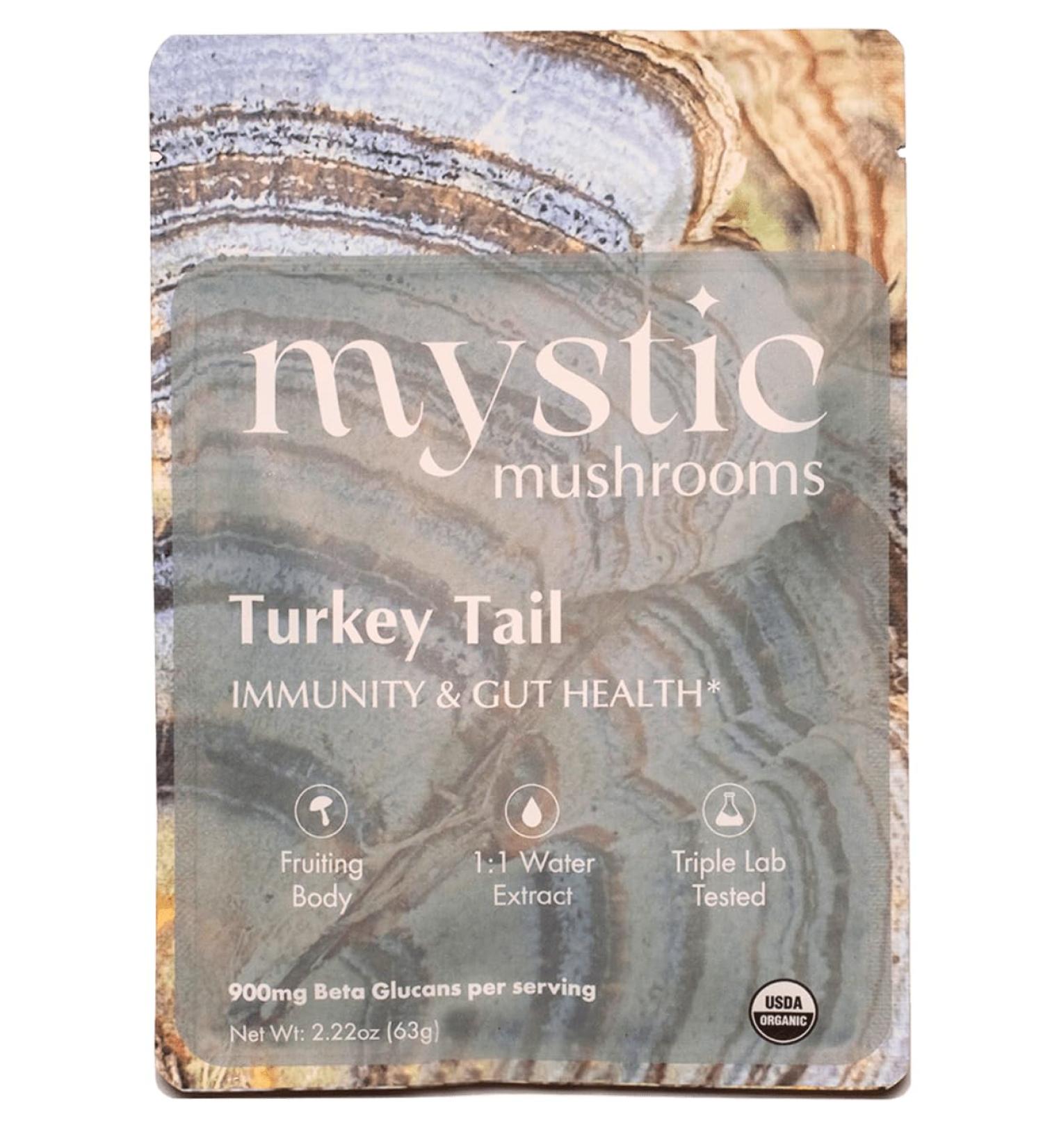 Mystic Mushrooms Turkey Tail 2.22oz - Organic Fruiting Body Only 1:1 Water Extracted Triple Lab Tested No Fillers