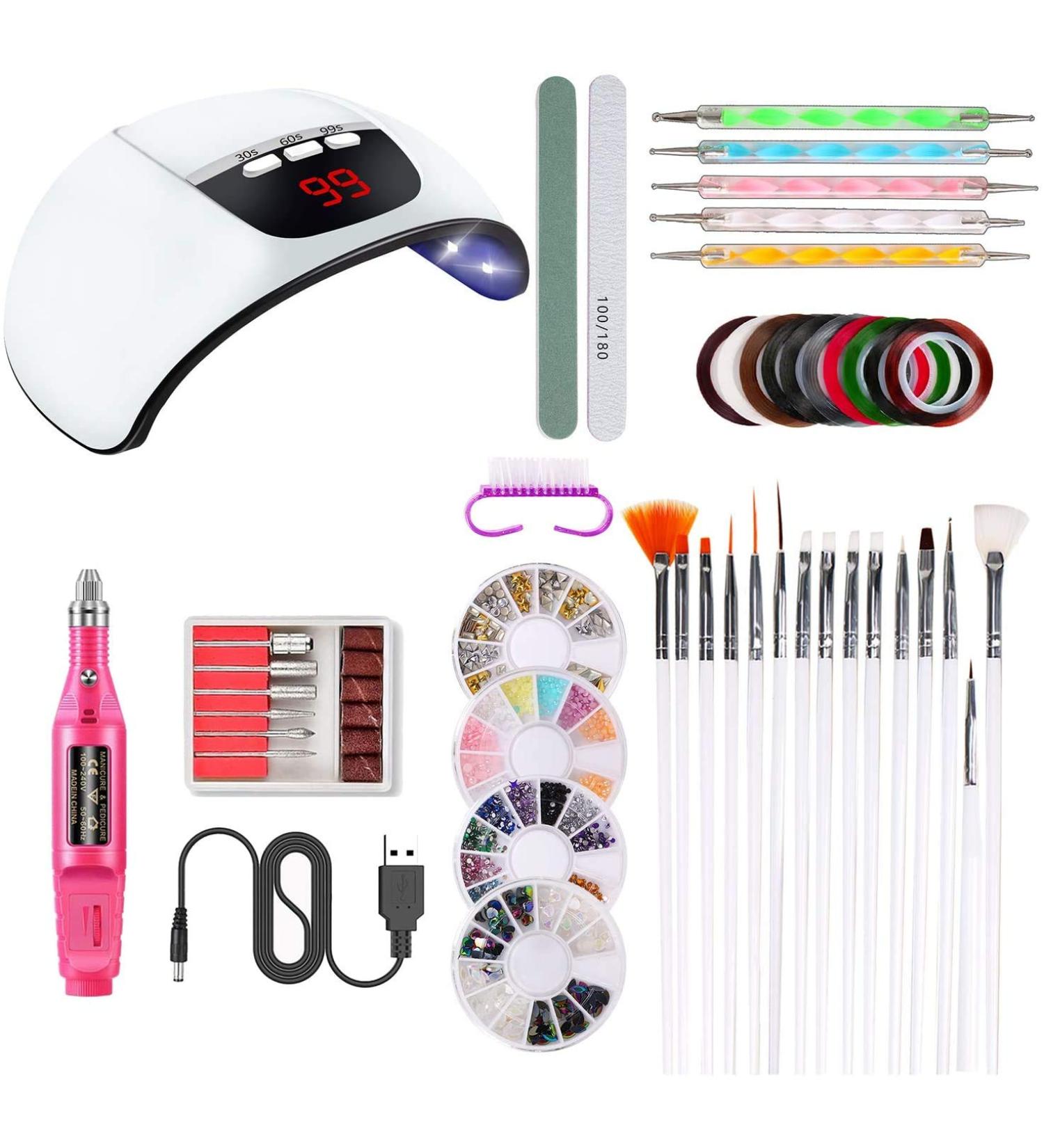 Ultimate Nail Studio Starter Set - Complete Nail Tool Kit with UV Lamp Nail Cutter & Dotting Tool for Perfect Manicure & Pedicure - Buy Online on GoSupps.com