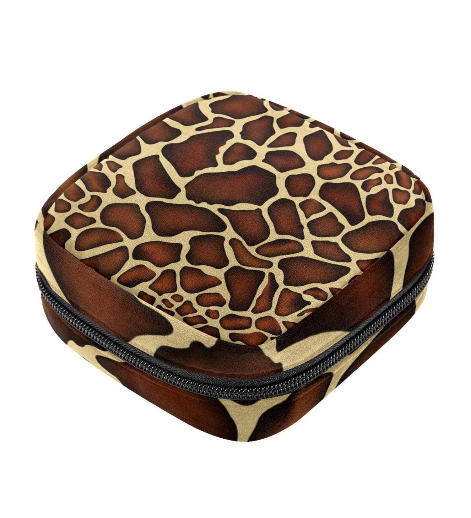 Menstrual Pad Bag with Zipper | Giraffe Skin Tampon Pouch for Women & Girls | Ladies Napkin Collection Bag - Buy Online on GoSupps.com