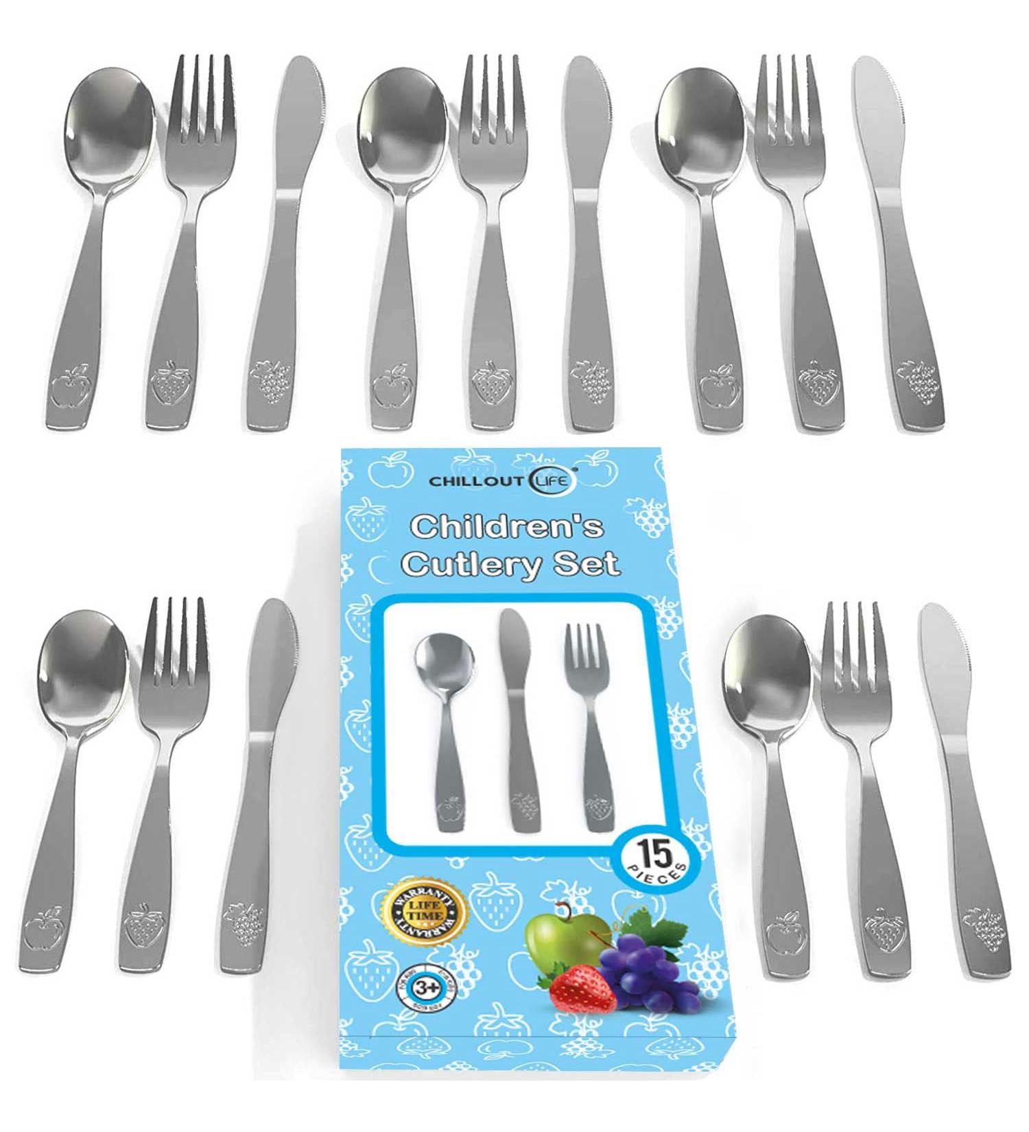 15 Piece Stainless Steel Kids Silverware Set - Child and Toddler Safe Flatware - Buy Online on GoSupps.com