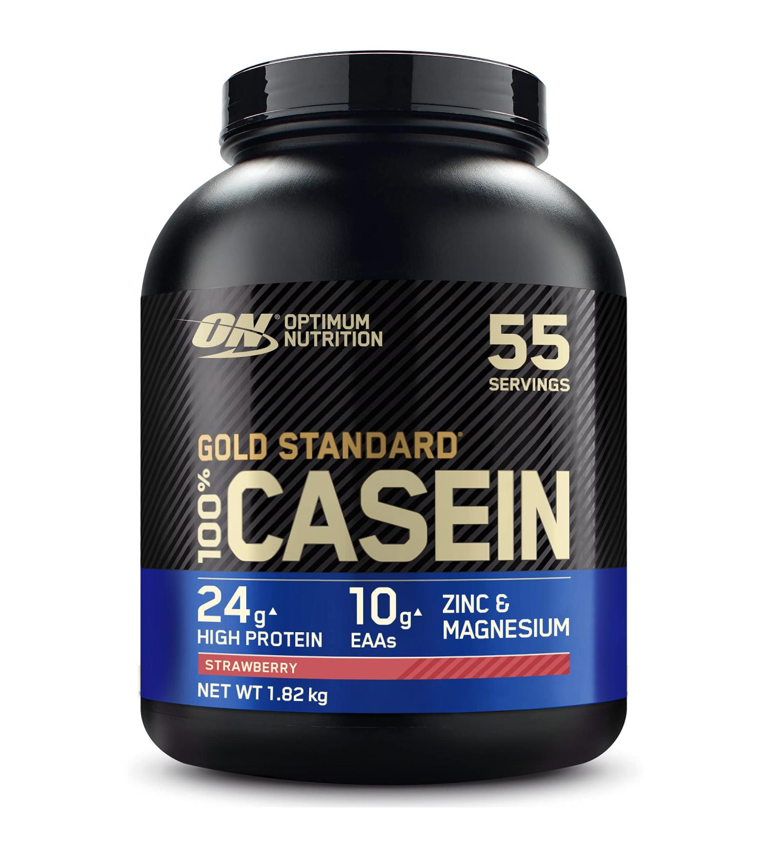 Optimum Nutrition Gold Standard 100% Casein Protein Powder - Strawberry Flavor 55 Portions 1.82 kg | Supports Muscle Growth & Repair Overnight with Zinc Magnesium & Amino Acids - International Shipping Available - Buy Online on GoSupps.com