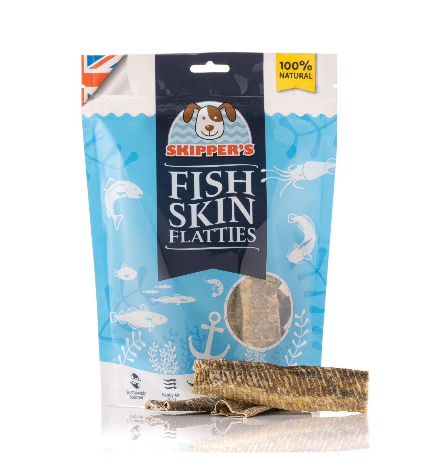 SKIPPER'S Fish Skin Flatties Sticks - Handmade and Air-Dried - 100% Dog Chews Long Lasting Natural Dog Treats - Skin Care - High Protein Low Fat Dog treats -250g Regular 250 g (Pack of 1) - Buy Online on GoSupps.com