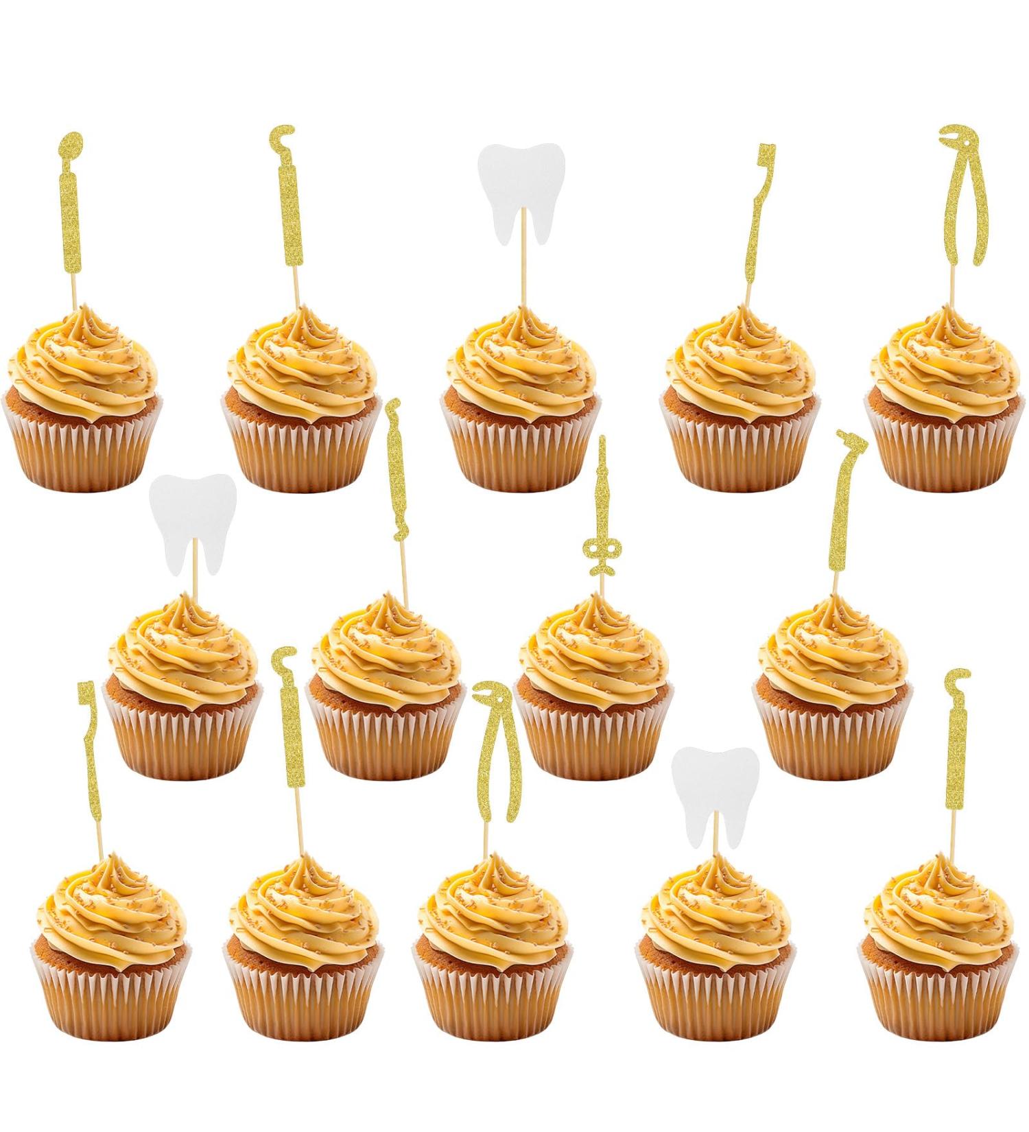 Firefairy Dental Hygienist Graduation Cupcake Toppers Dental Hygienist Retirement Cupcake Toppers Dentist DDS RDH Graduation Tooth Party Decorations for Office 24Pcs - Buy Online on GoSupps.com