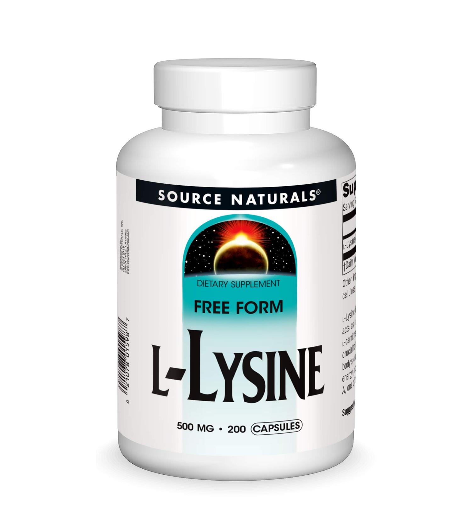 Source Naturals L-Lysine 500 mg - Immune Support - 200 Capsules - Buy Online on GoSupps.com