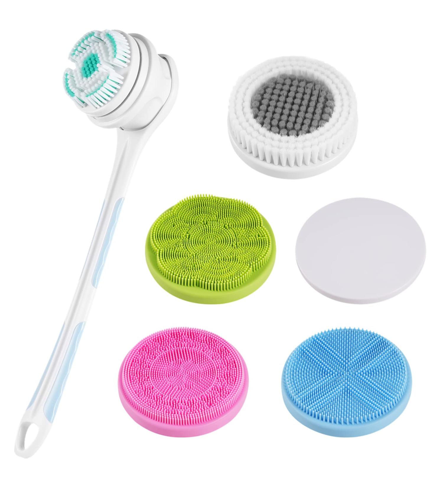 Electric Body Shower Brush with 5 Cleansing Heads - Long Handle Back Scrubber for Exfoliating & Massage - IPX7 Waterproof Rechargeable Design - Buy Online on GoSupps.com